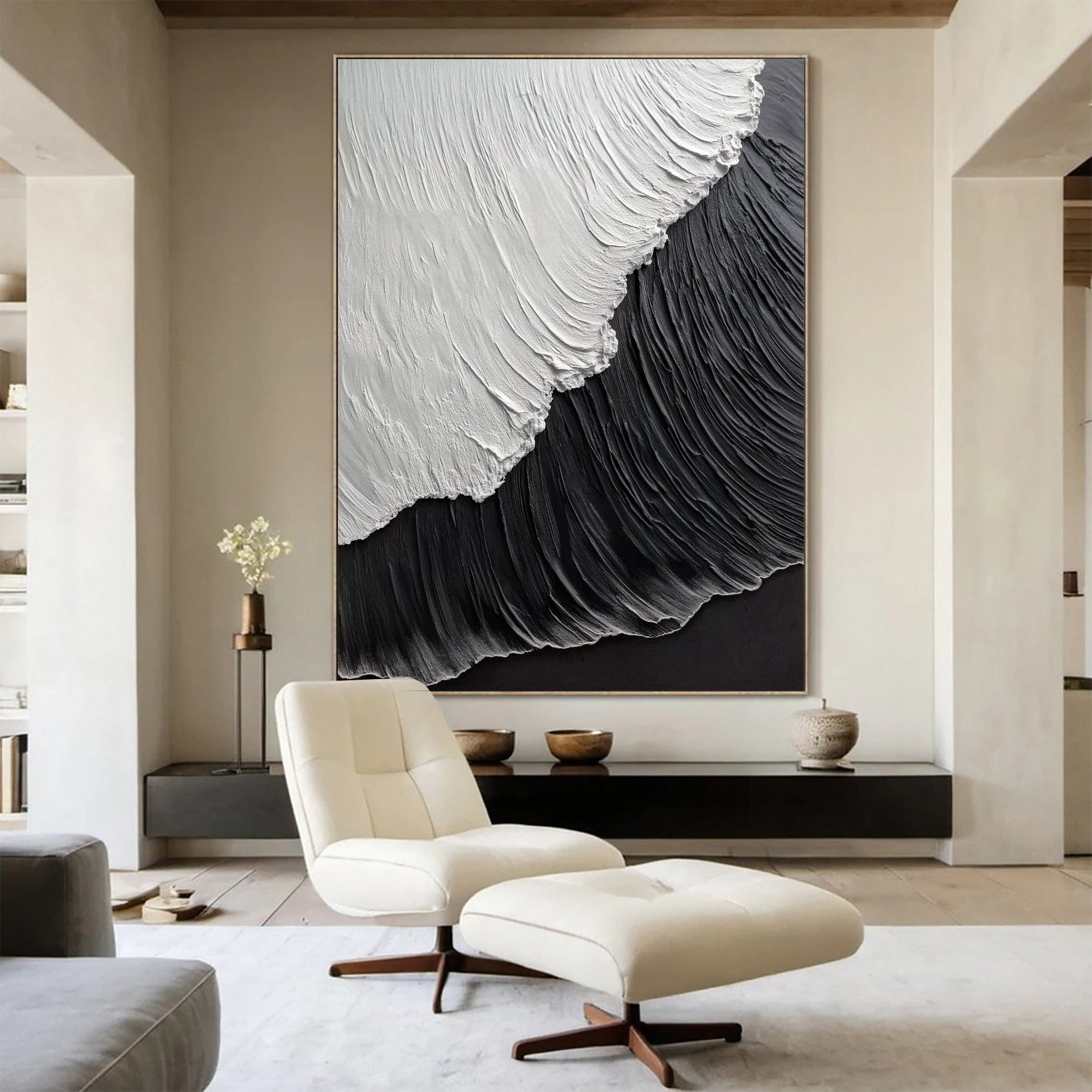 Luxury Ocean Wave Art with 3D Textured Finish for Upscale Homes #OP 045