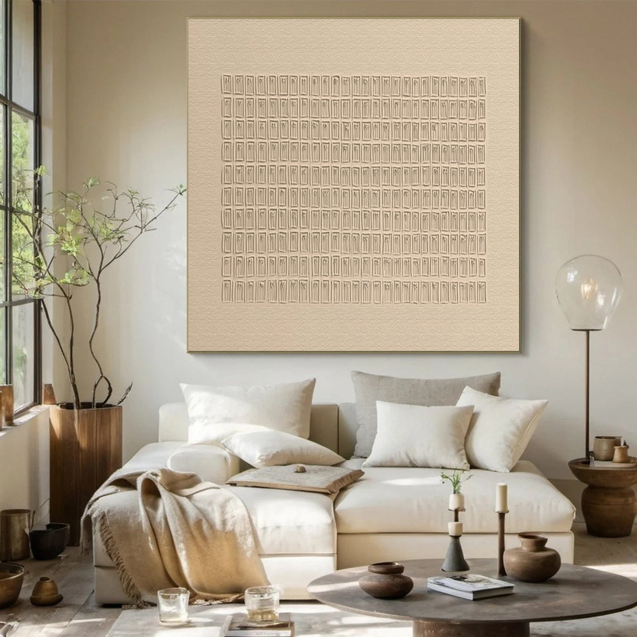 Quiet Harmony Modern Textured Wabi Sabi Canvas #WS 044