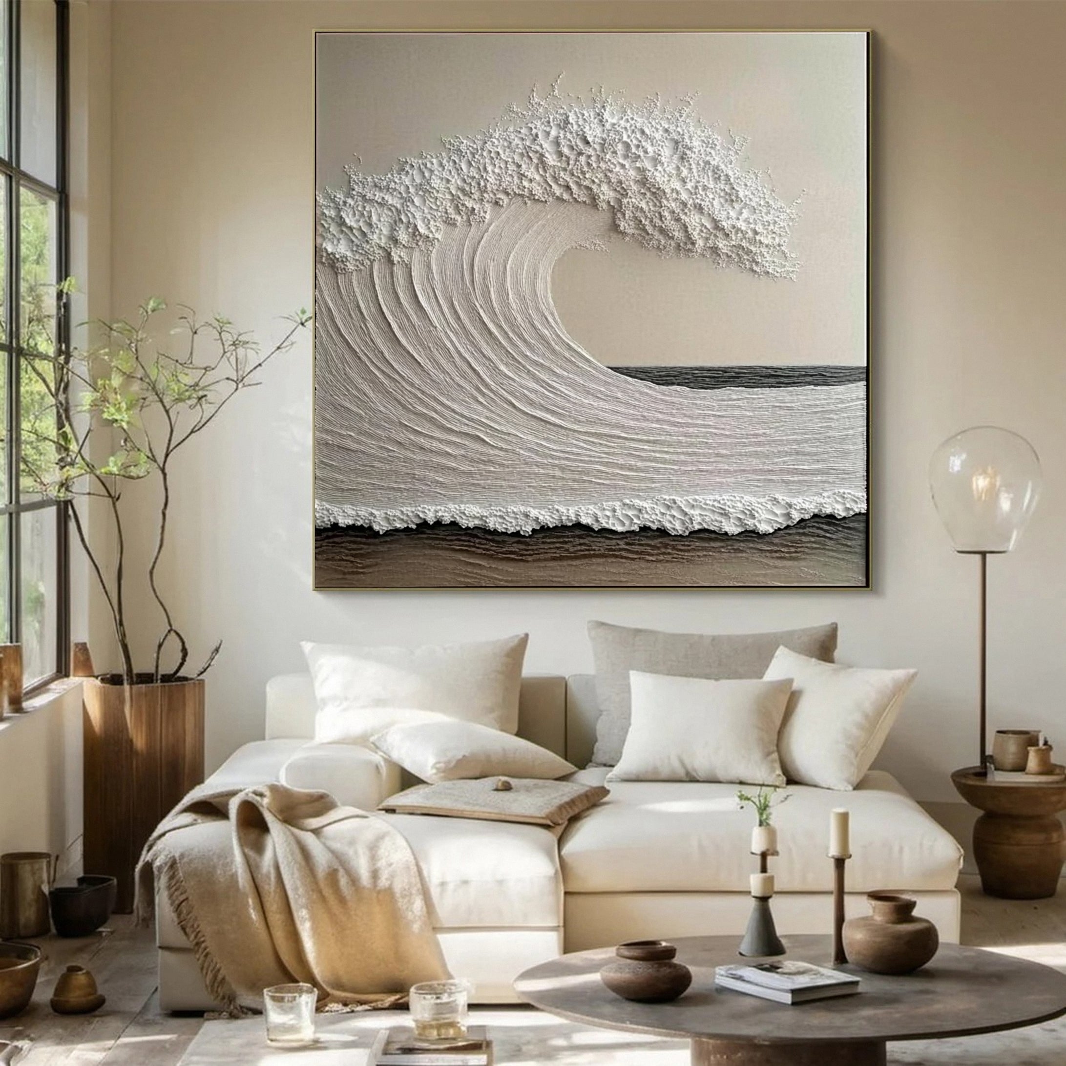 Luxury Ocean Wave Art with 3D Textured Finish for Upscale Homes #OP 035