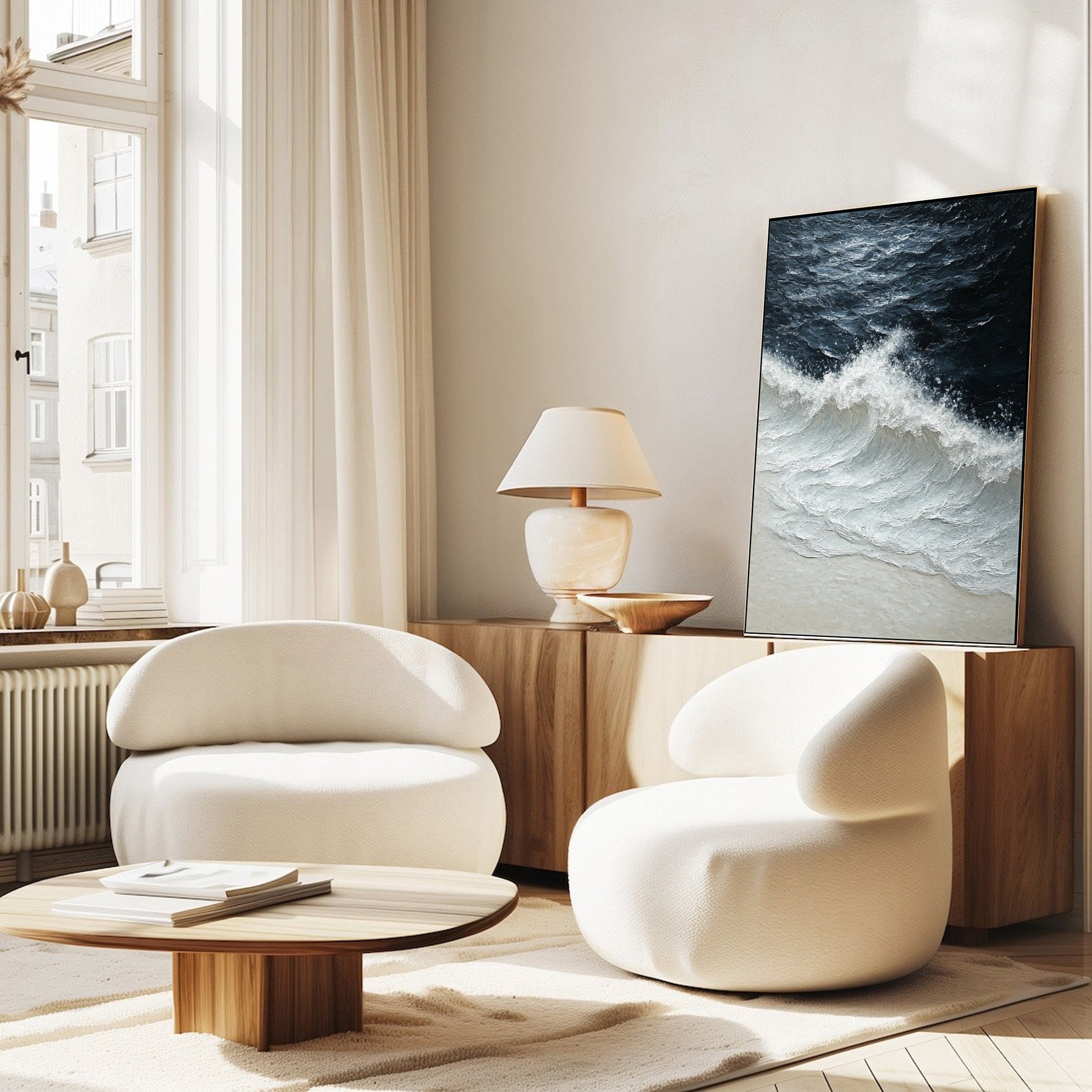 Luxury Ocean Wave Art with 3D Textured Finish for Upscale Homes #OP 040