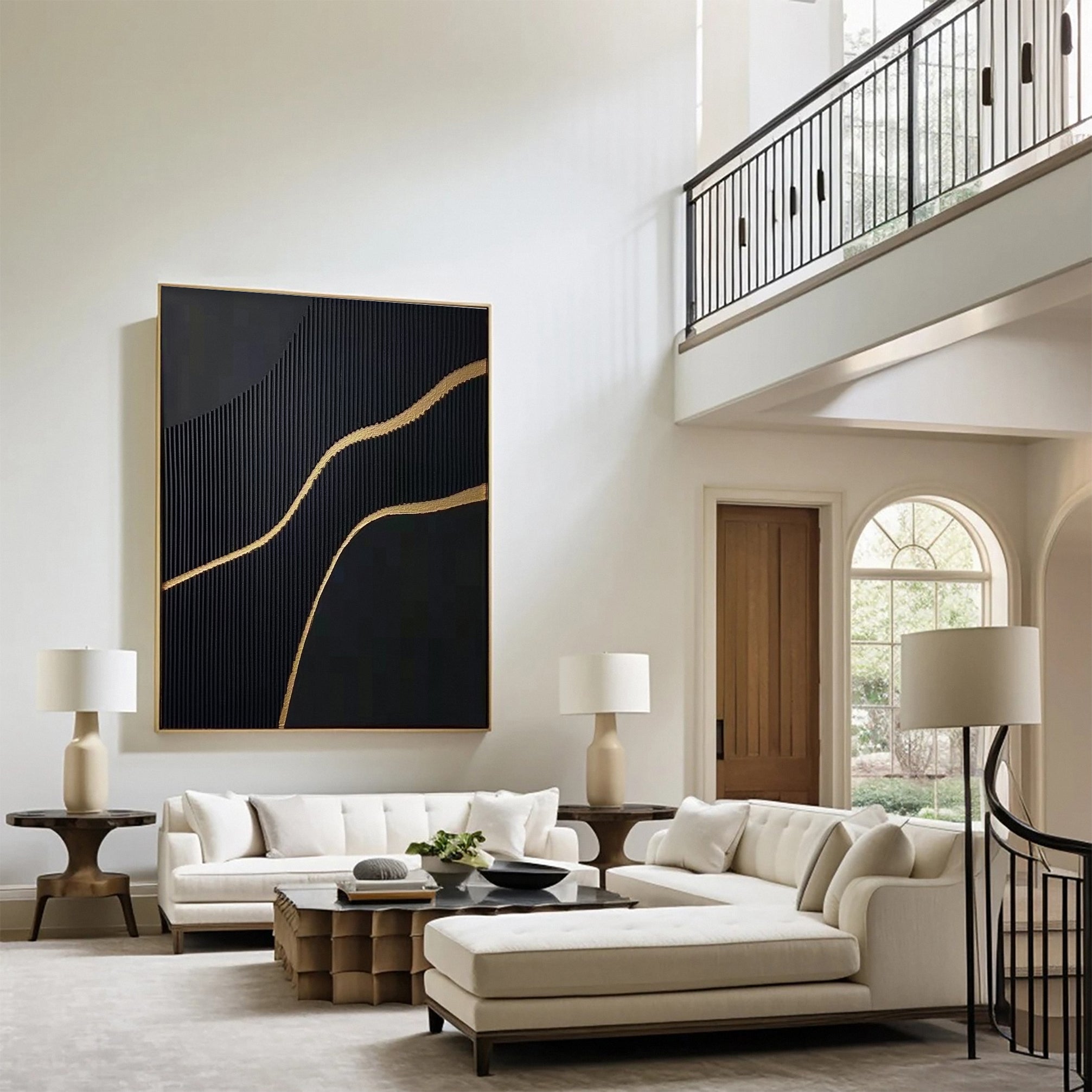 Luxury Textured Wall Art in Black and Gold for Upscale Interior Design #BM 115