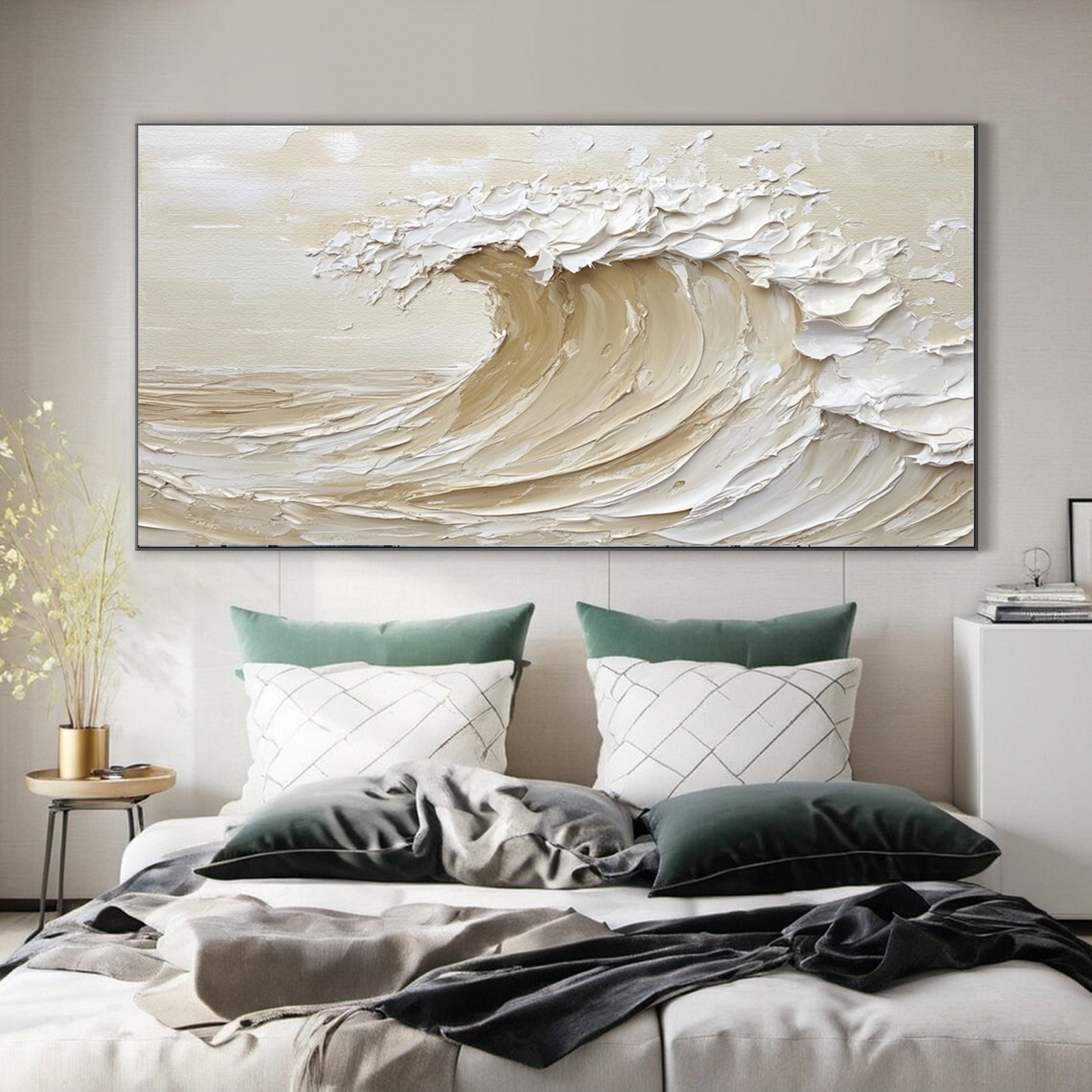 Large Abstract Seascape Canvas Textured Waves for Elegant Interiors #OP 033