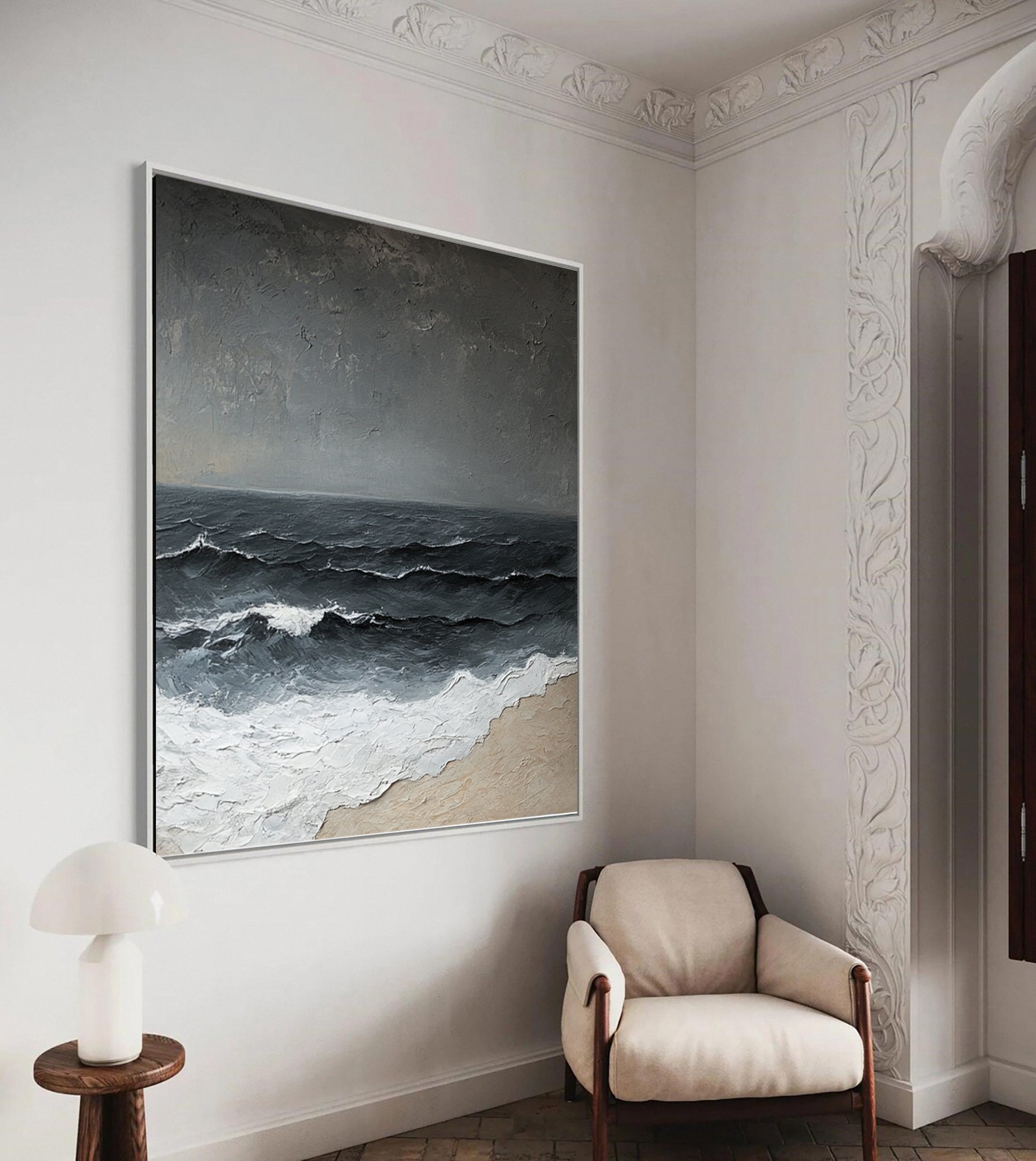 Luxury Ocean Wave Art with 3D Textured Finish for Upscale Homes #OP 042