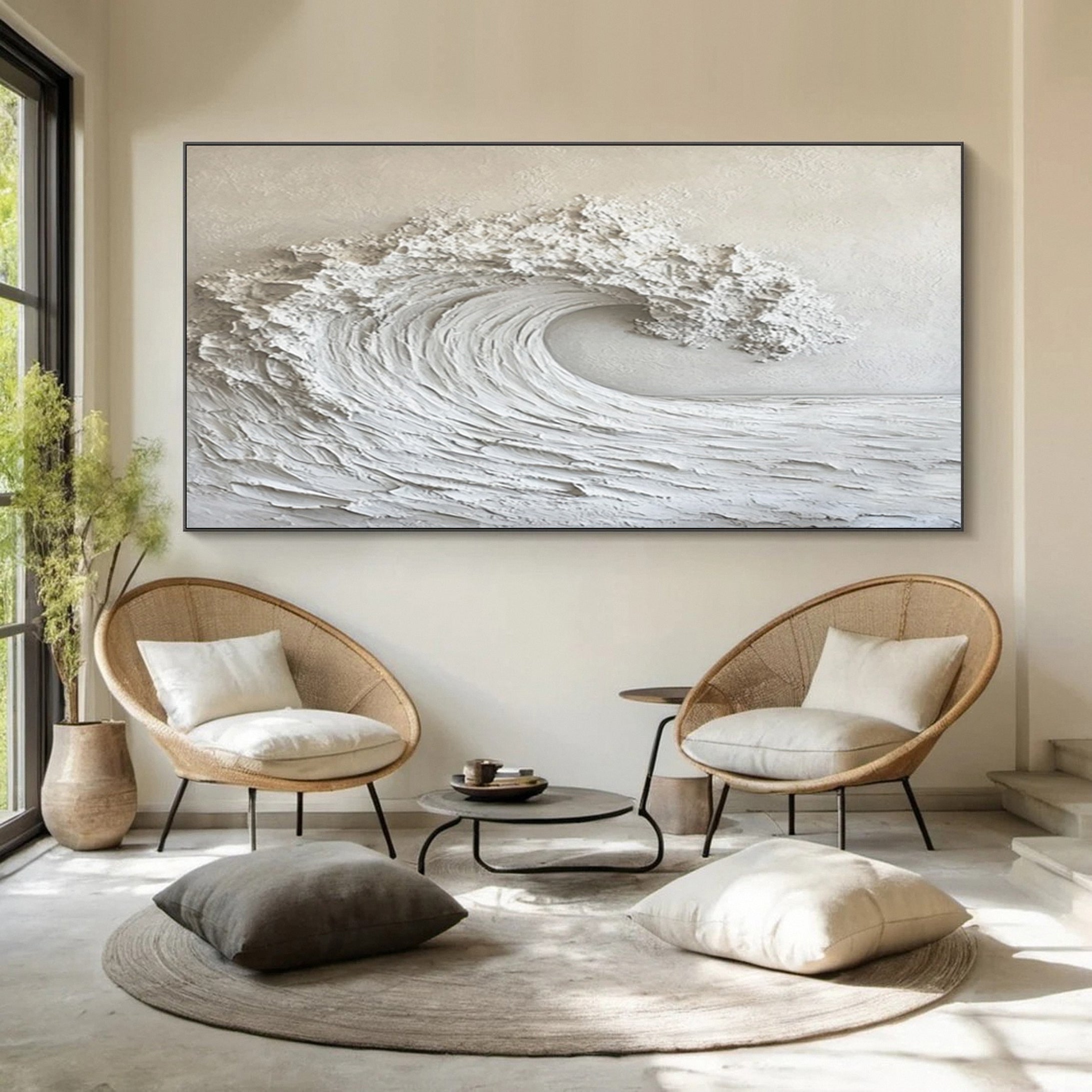 Large Textured Ocean Wave Wall Art for Living Room Decor #BBM 061