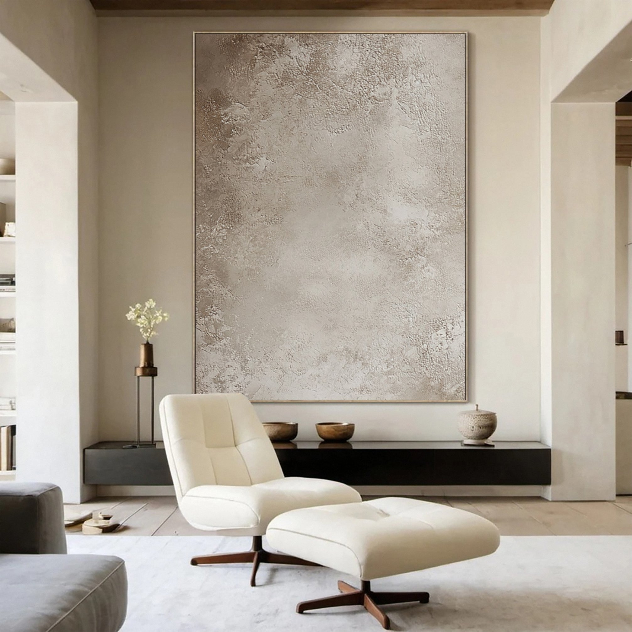 Calm Canvas Textured Artwork in Soft Beige #BBA 083