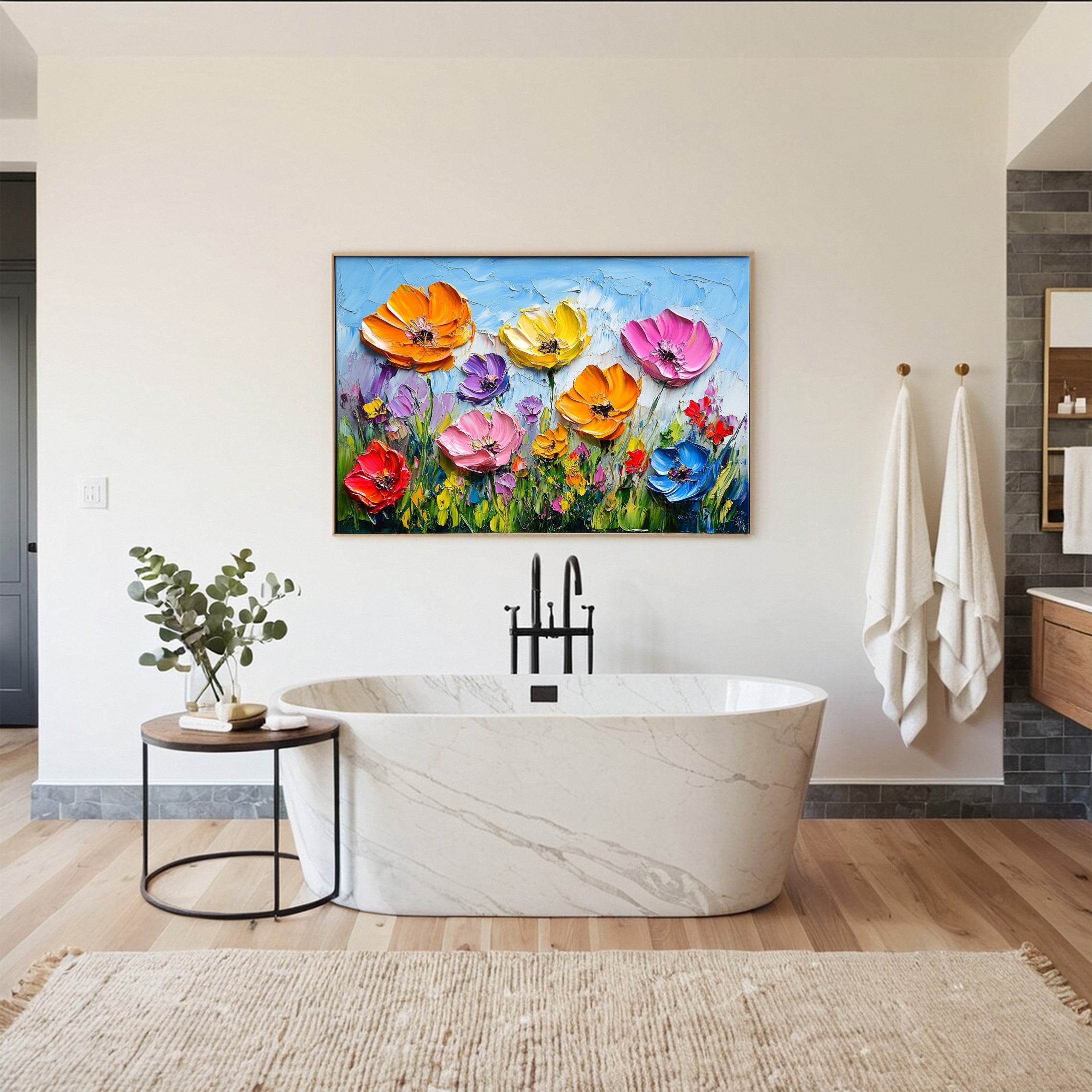 Large Textured Floral Canvas for Modern Homes #CAP 047