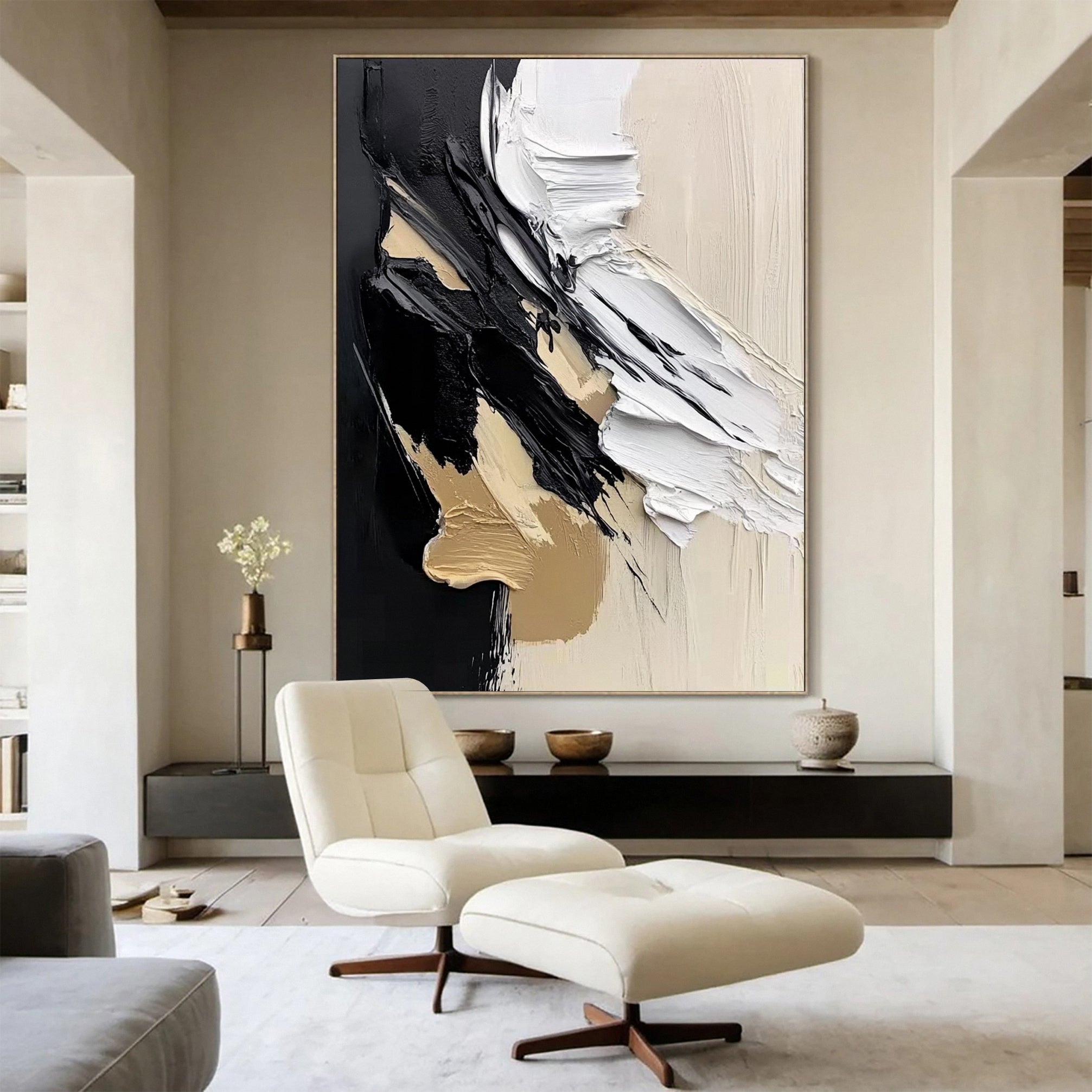 Modern Art Canvas Bold Textures and Metallic Gold Accents #BBM 062