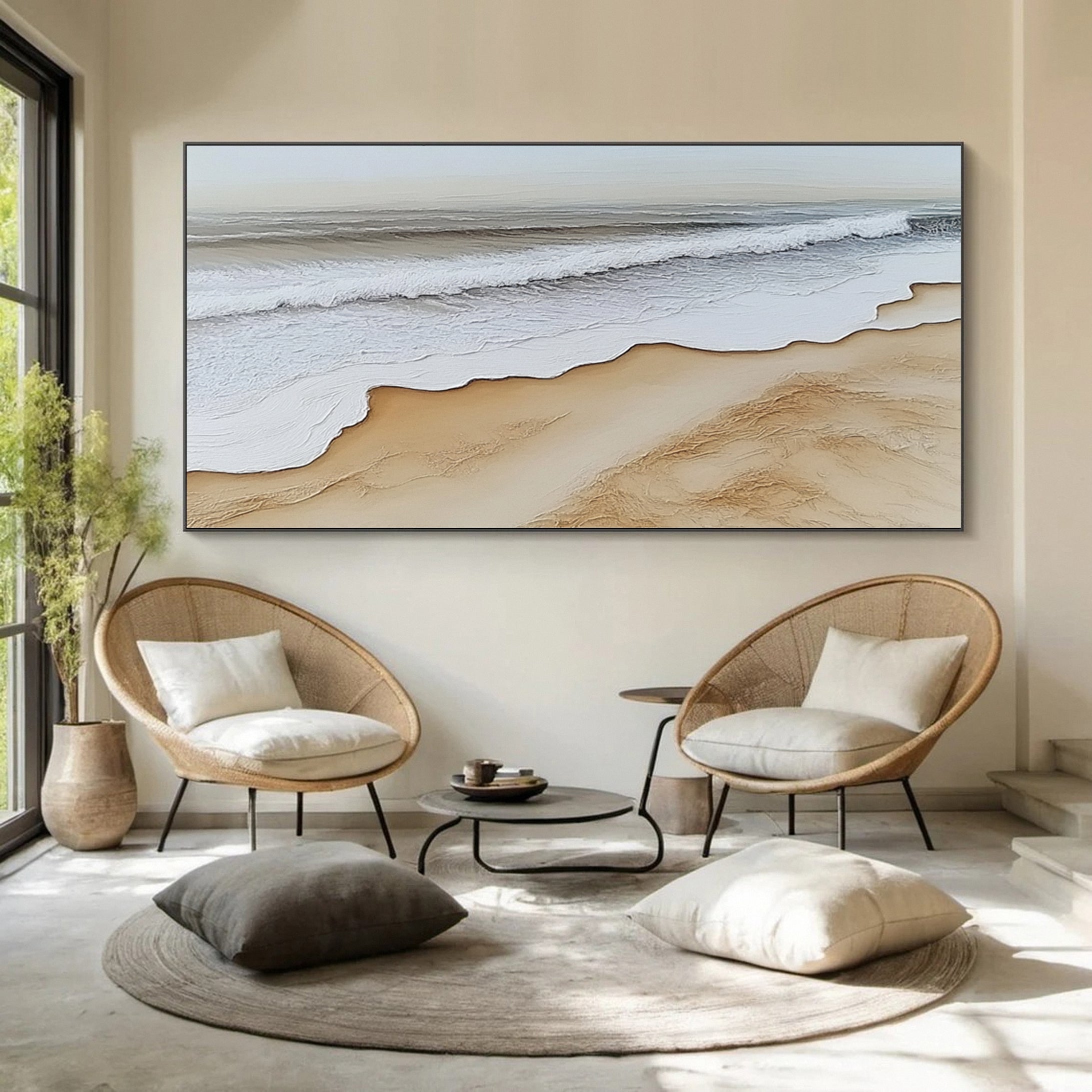 Large Abstract Seascape Canvas Textured Waves for Elegant Interiors #OP 030