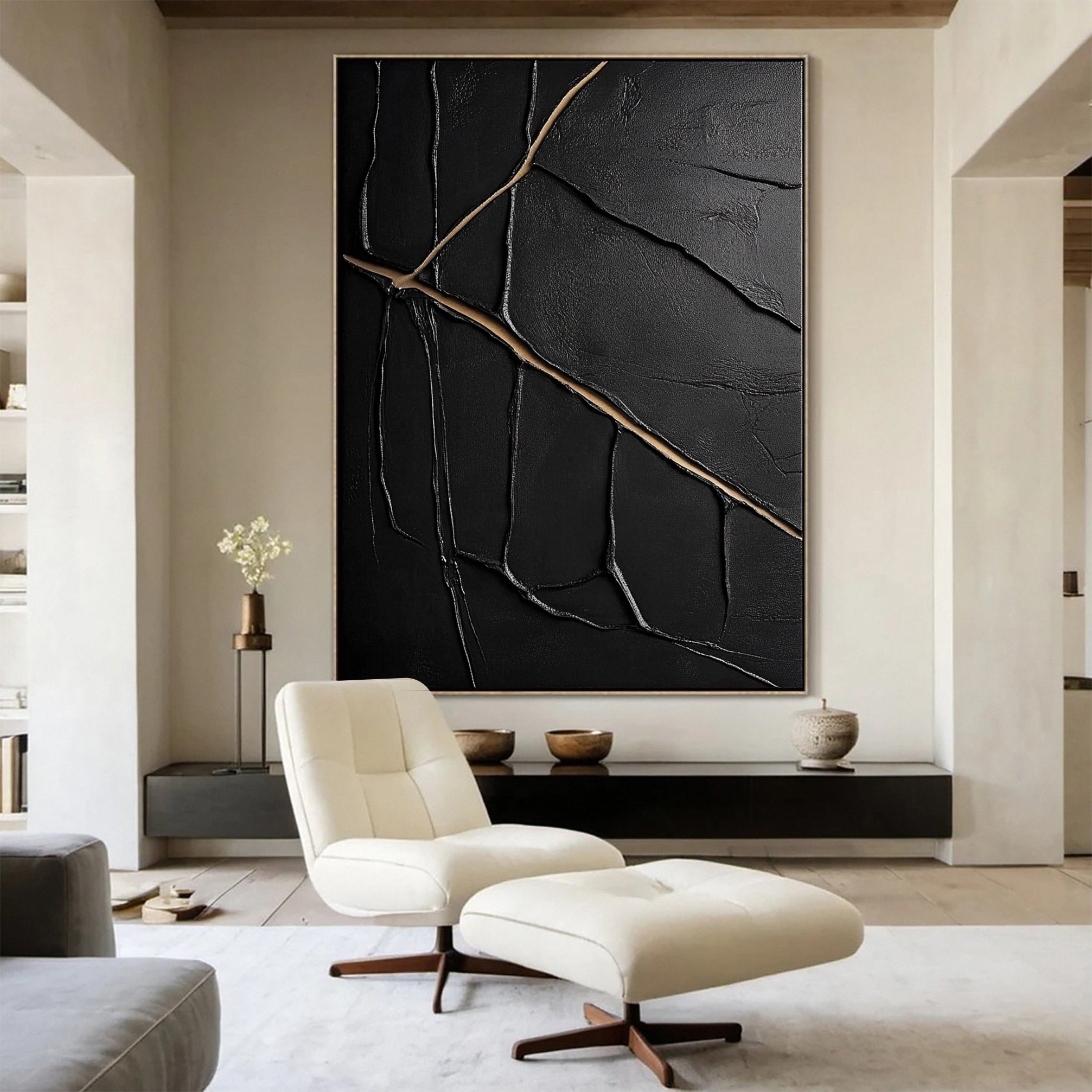 Luxury Textured Wall Art in Black and Gold for Upscale Interior Design #BM 111