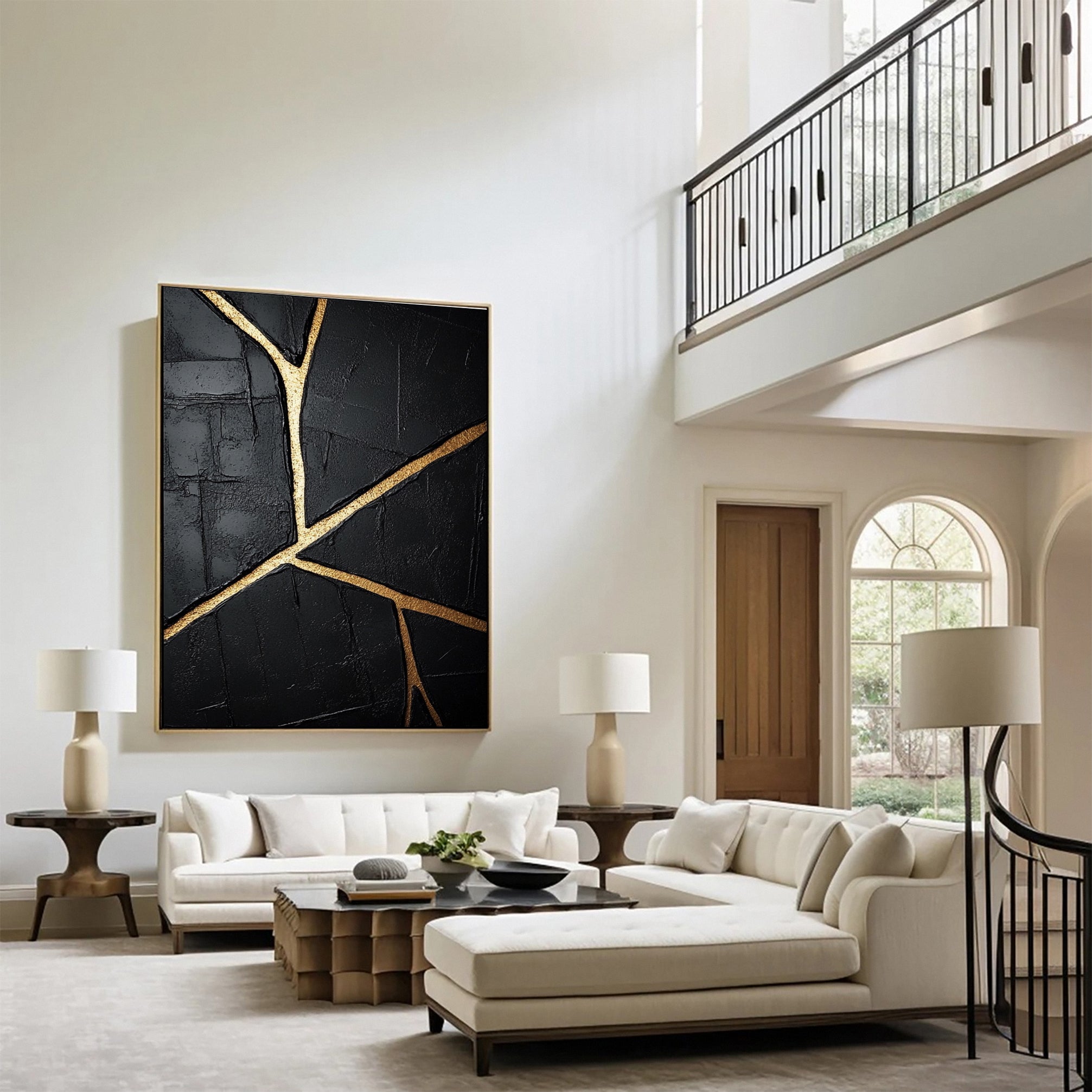 Luxury Textured Wall Art in Black and Gold for Upscale Interior Design #BM 110