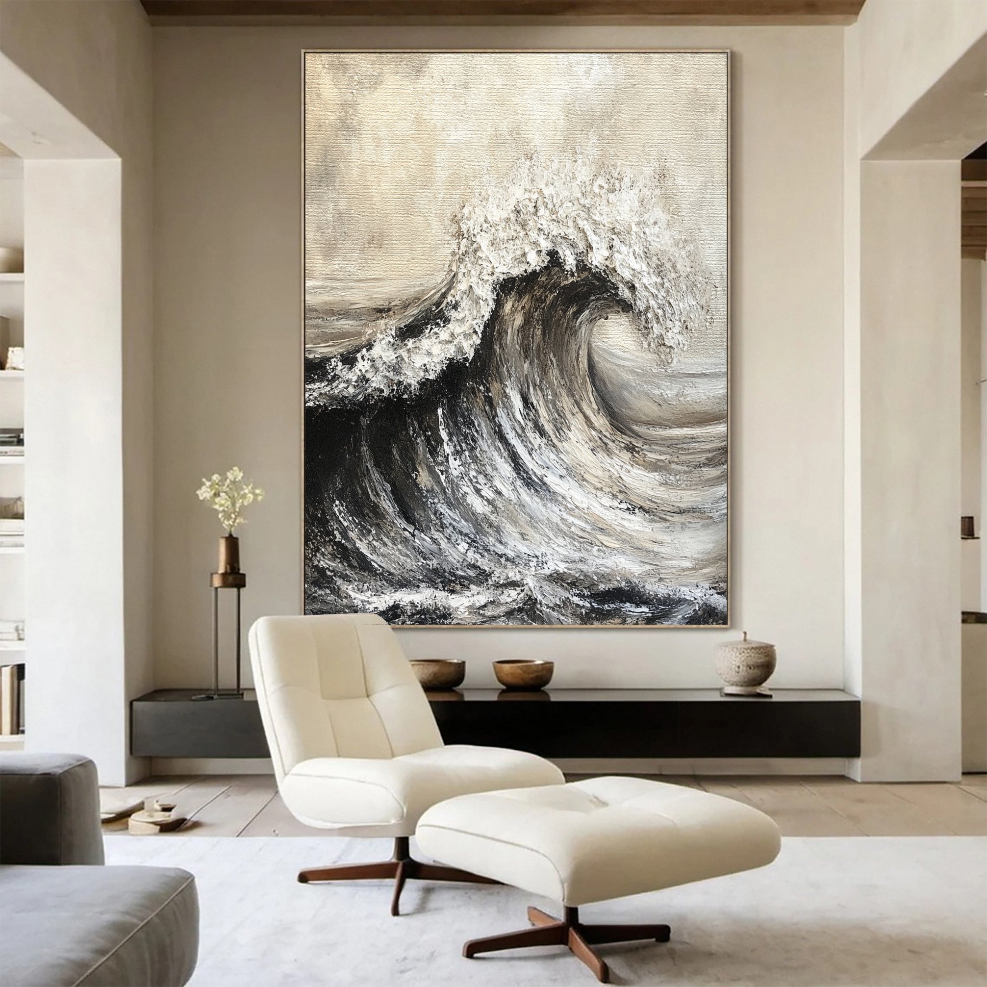 Luxury Ocean Wave Art with 3D Textured Finish for Upscale Homes #OP 038