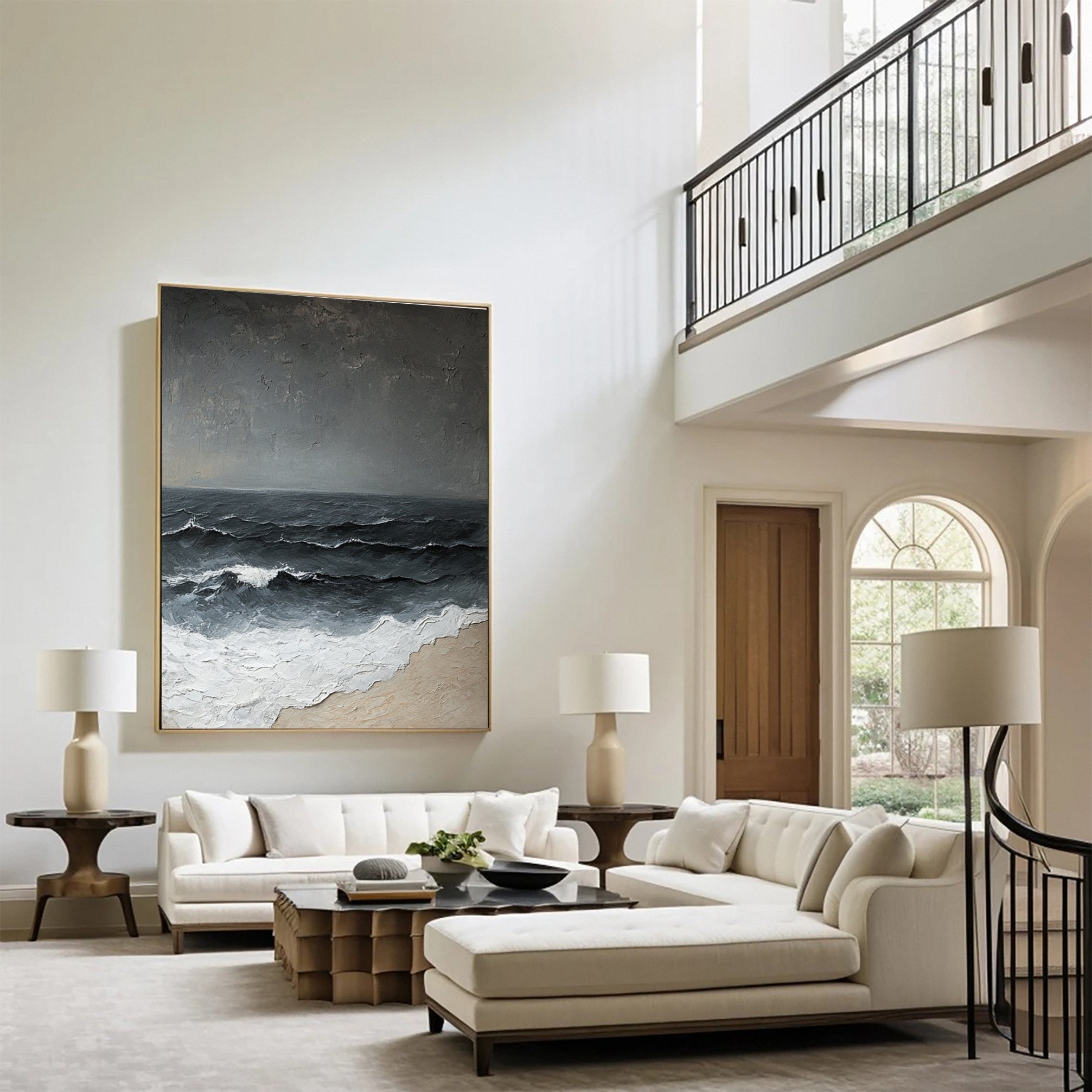 Luxury Ocean Wave Art with 3D Textured Finish for Upscale Homes #OP 042