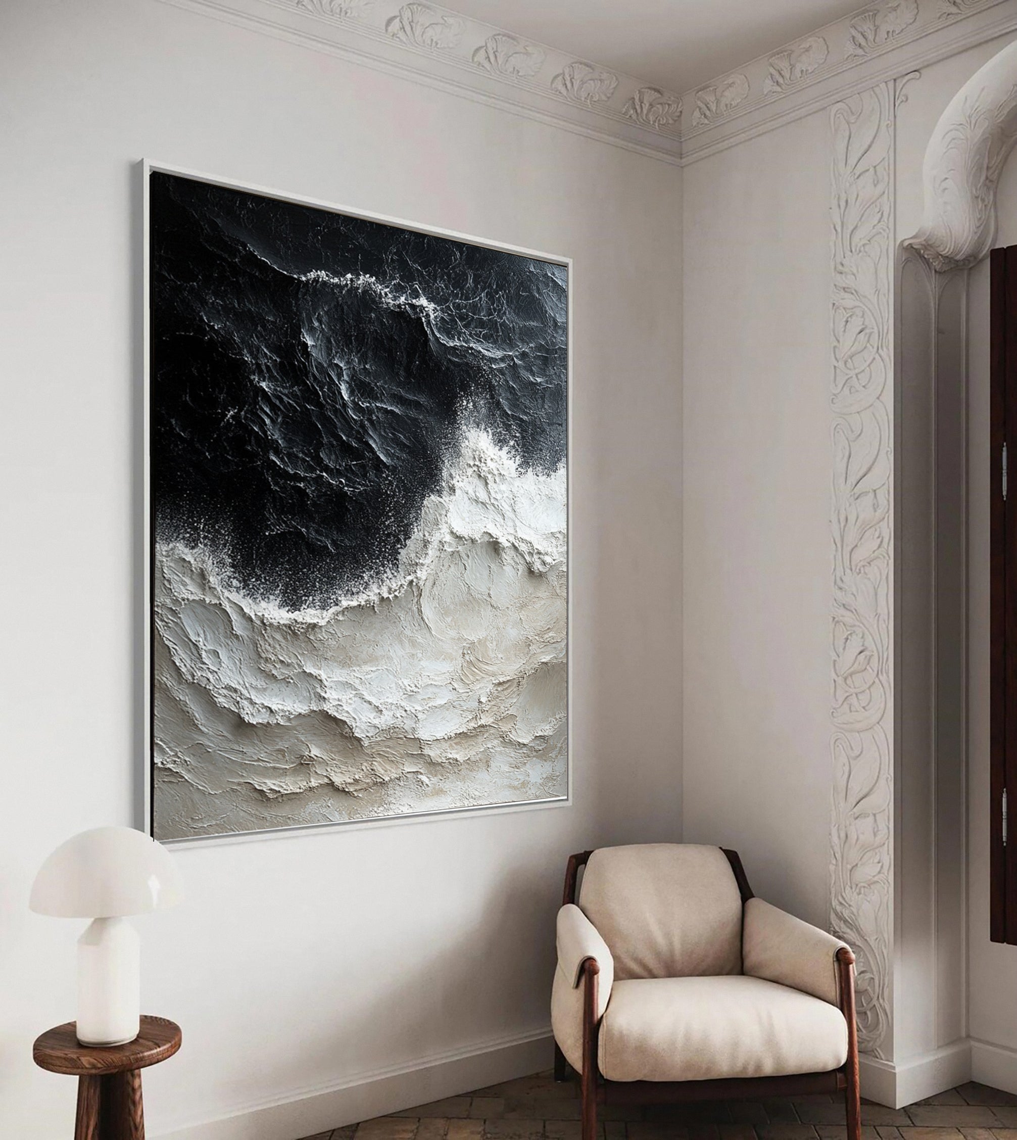 Luxury Ocean Wave Art with 3D Textured Finish for Upscale Homes #OP 043