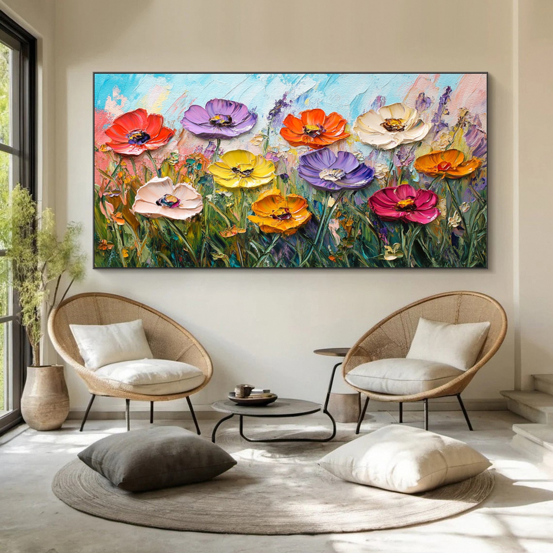 Nature's Palette Expressive Flower Field Painting #CAP 056