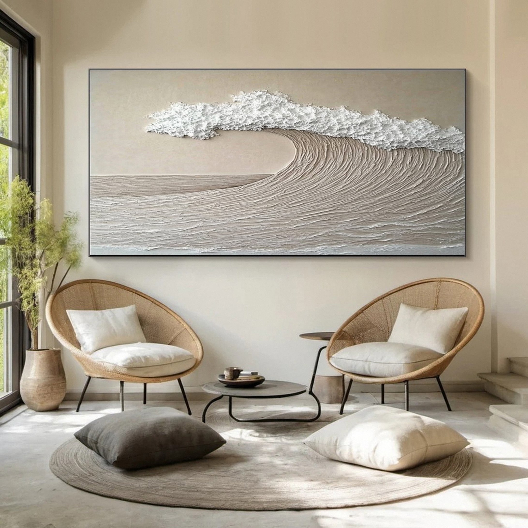 Large Abstract Seascape Canvas Textured Waves for Elegant Interiors #OP 032