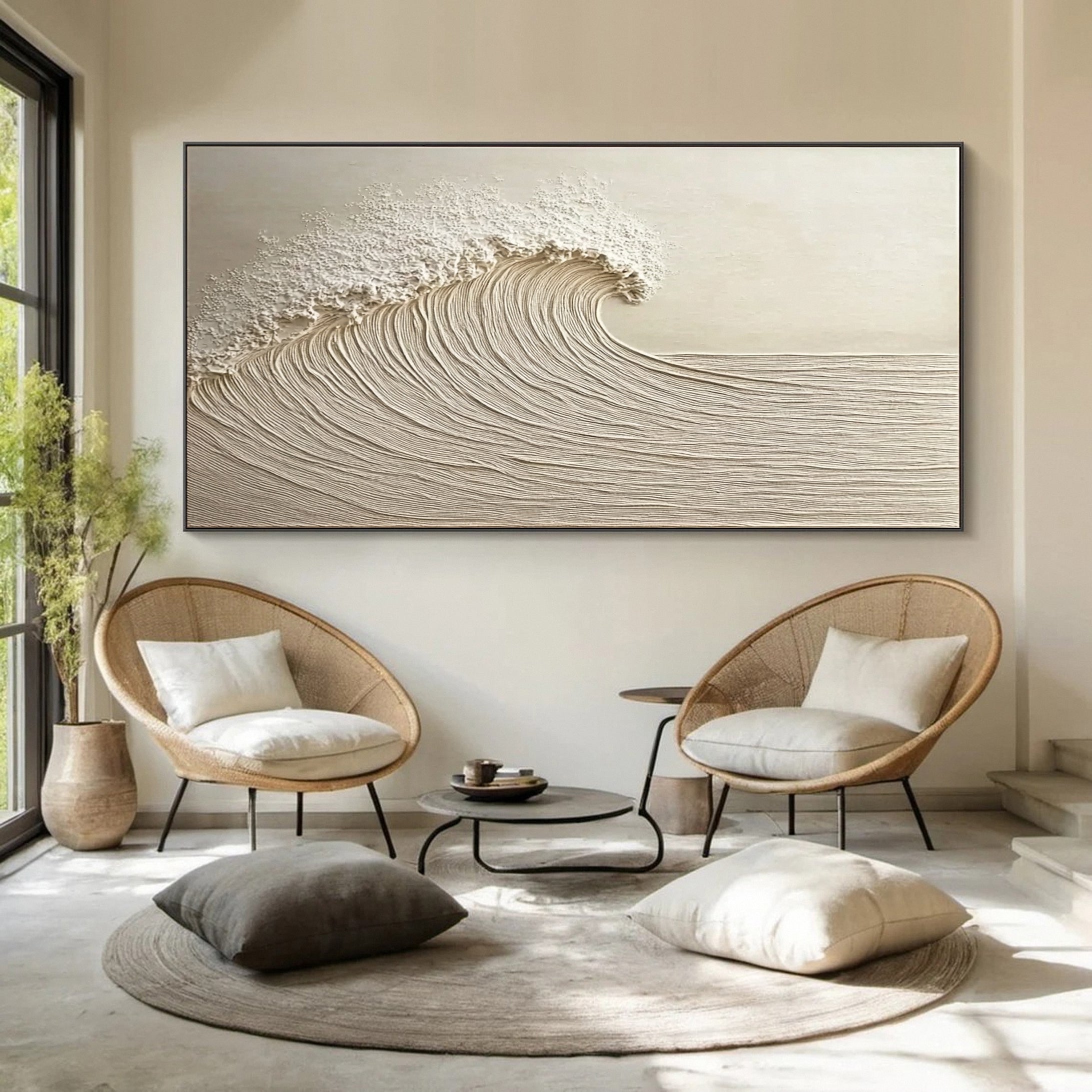 Large Abstract Seascape Canvas Textured Waves for Elegant Interiors #OP 034