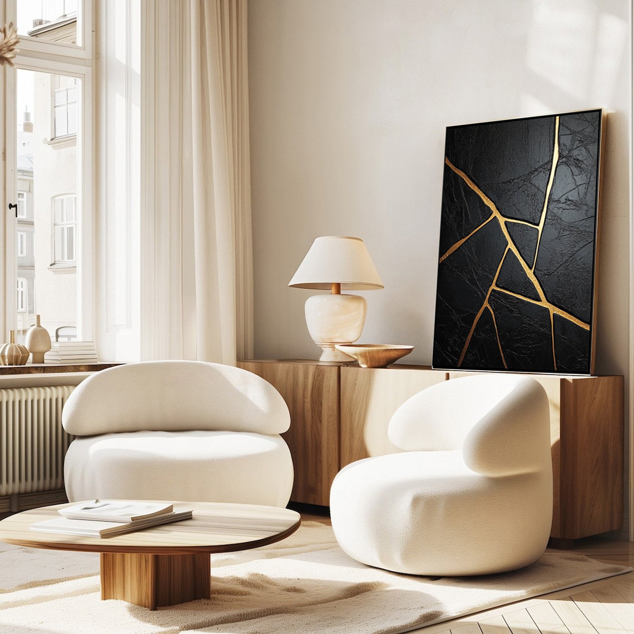 Luxury Textured Wall Art in Black and Gold for Upscale Interior Design #BM 109