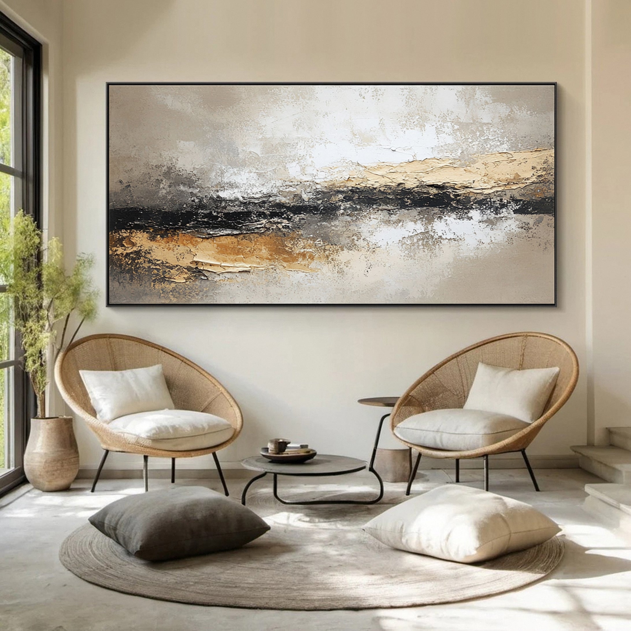 Tranquil Layers Abstract Art with Earthy Tones #BBA 091