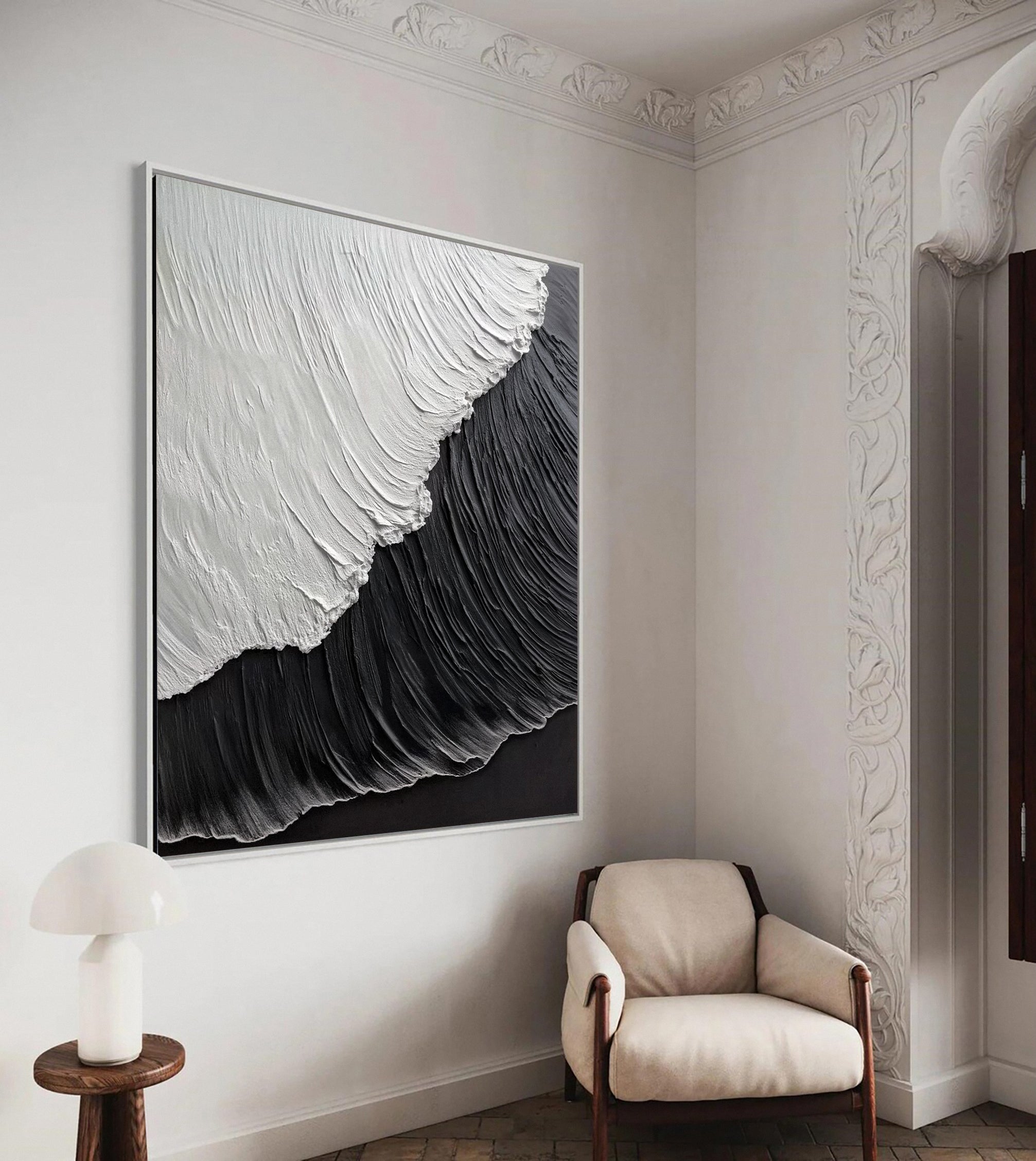 Luxury Ocean Wave Art with 3D Textured Finish for Upscale Homes #OP 045