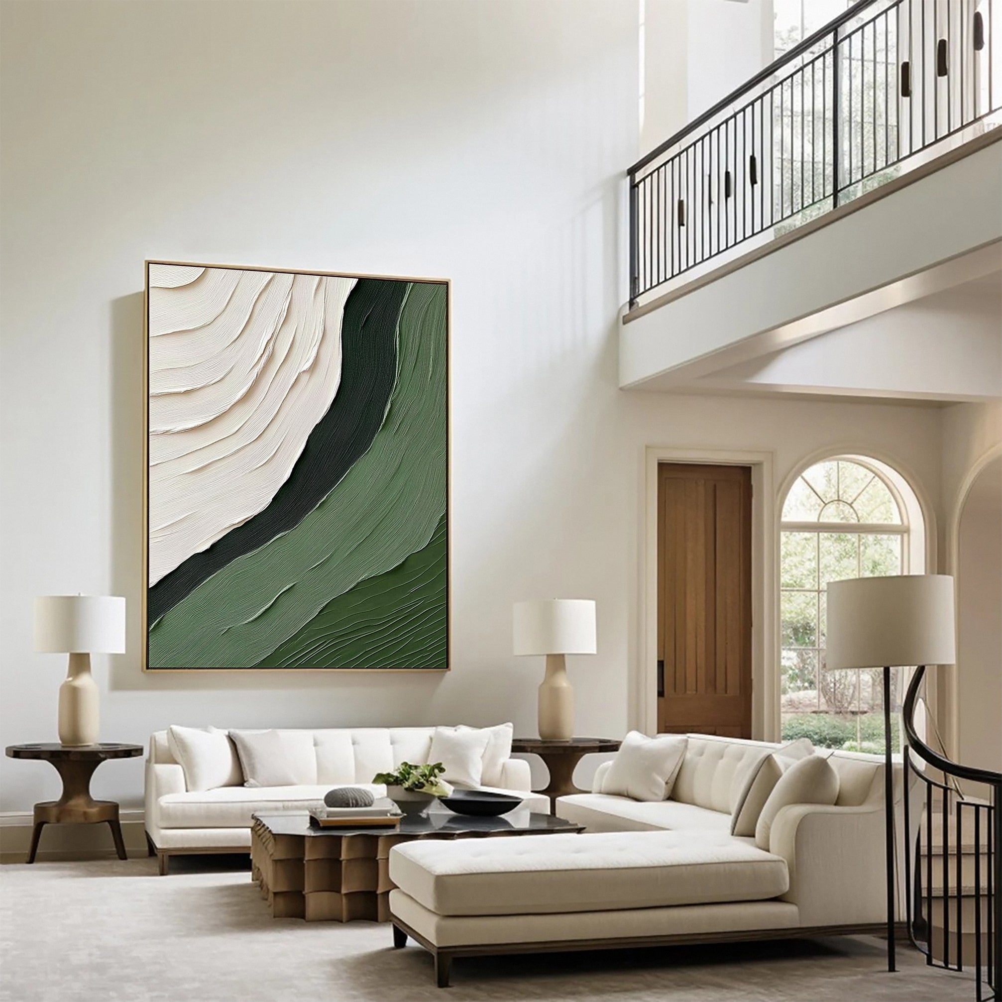 Whispering Waves Modern Green Abstract Artwork #BGM 055