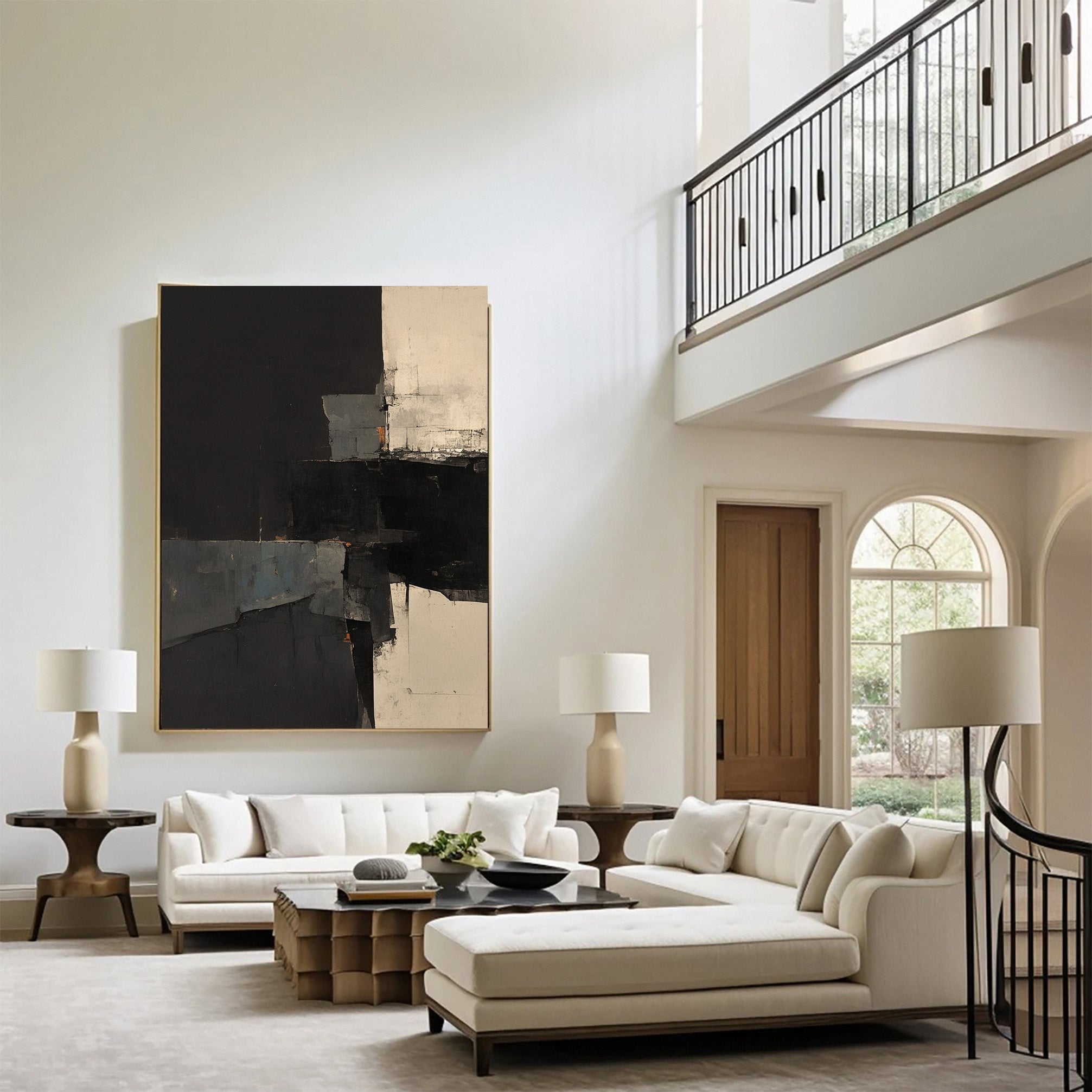 Modern Contrast Black & White Abstract Wall Art #BWA 020