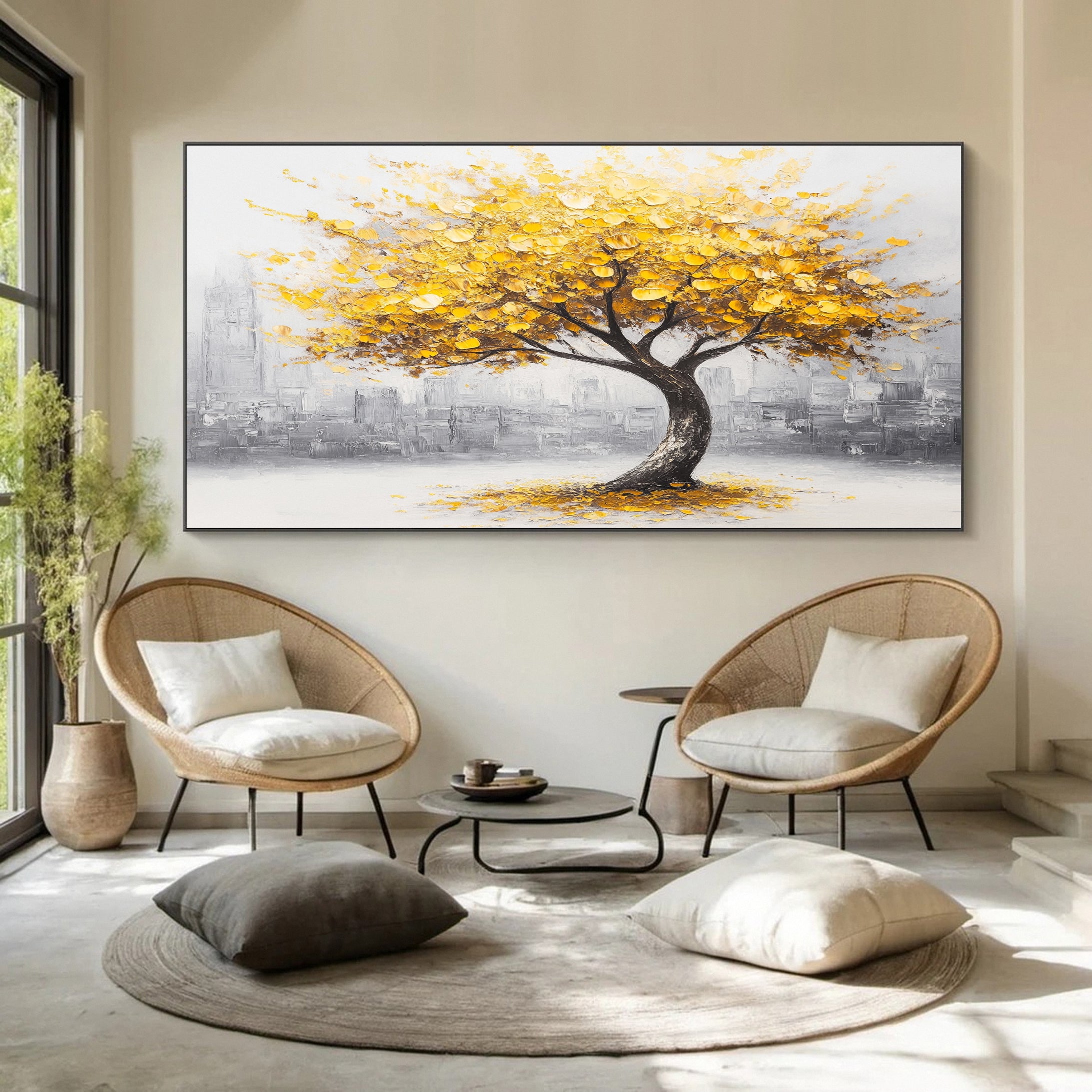 Golden Foliage Canvas Print Timeless Wall Art for Elegant Homes #CAP 038