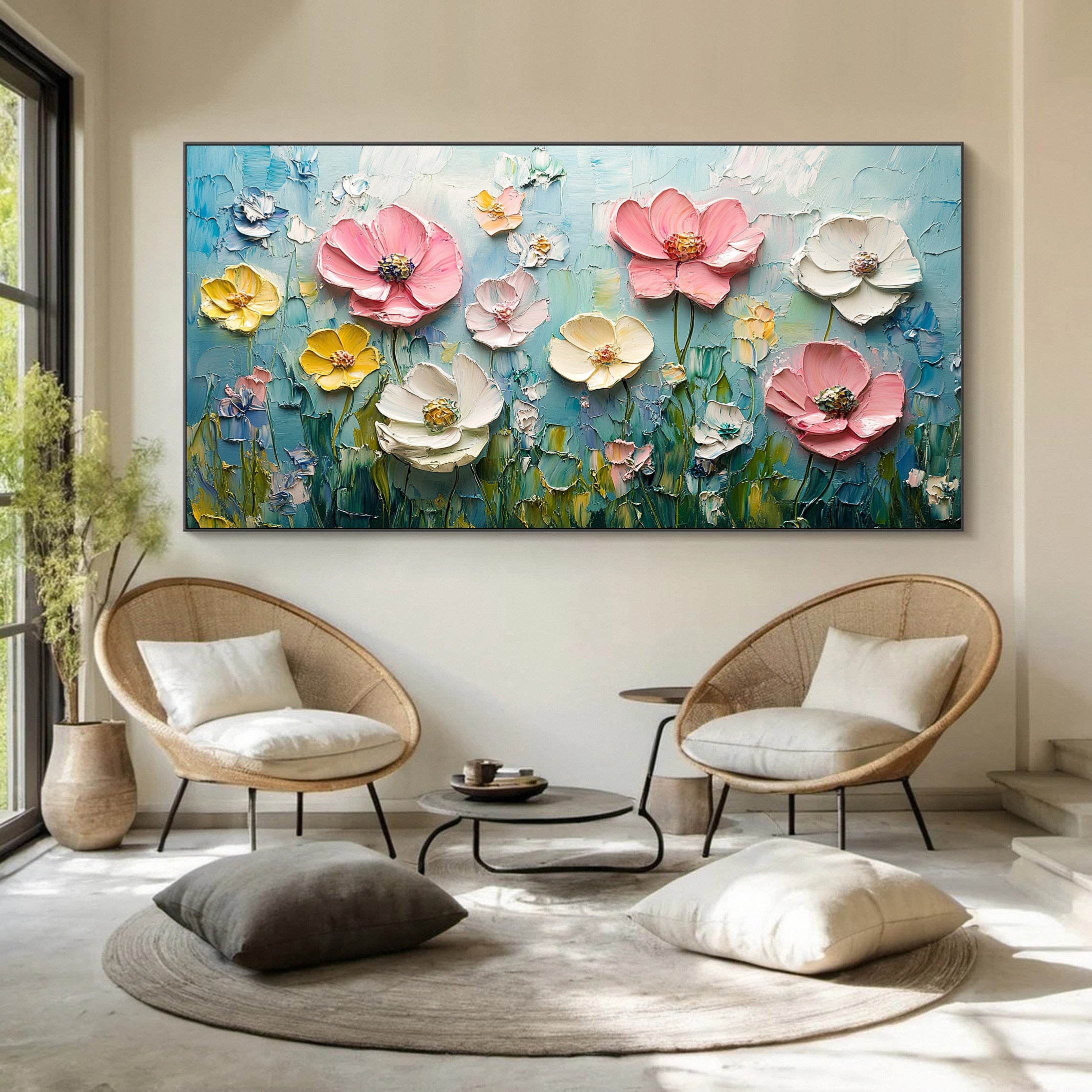 Vibrant Lotus Flower Painting 3D Textured Canvas Art for Modern Homes #CAP 035