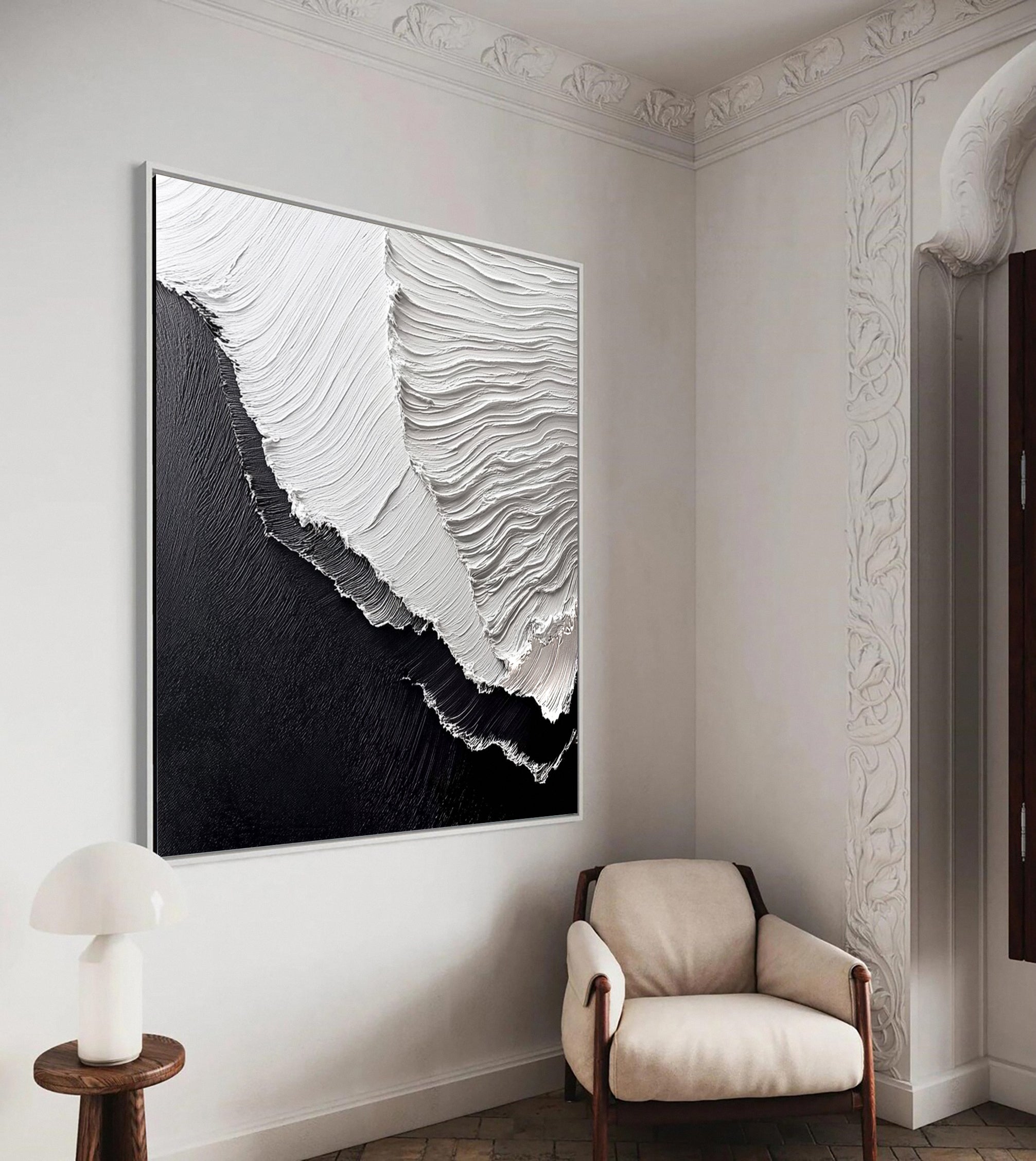 Luxury Ocean Wave Art with 3D Textured Finish for Upscale Homes #OP 046