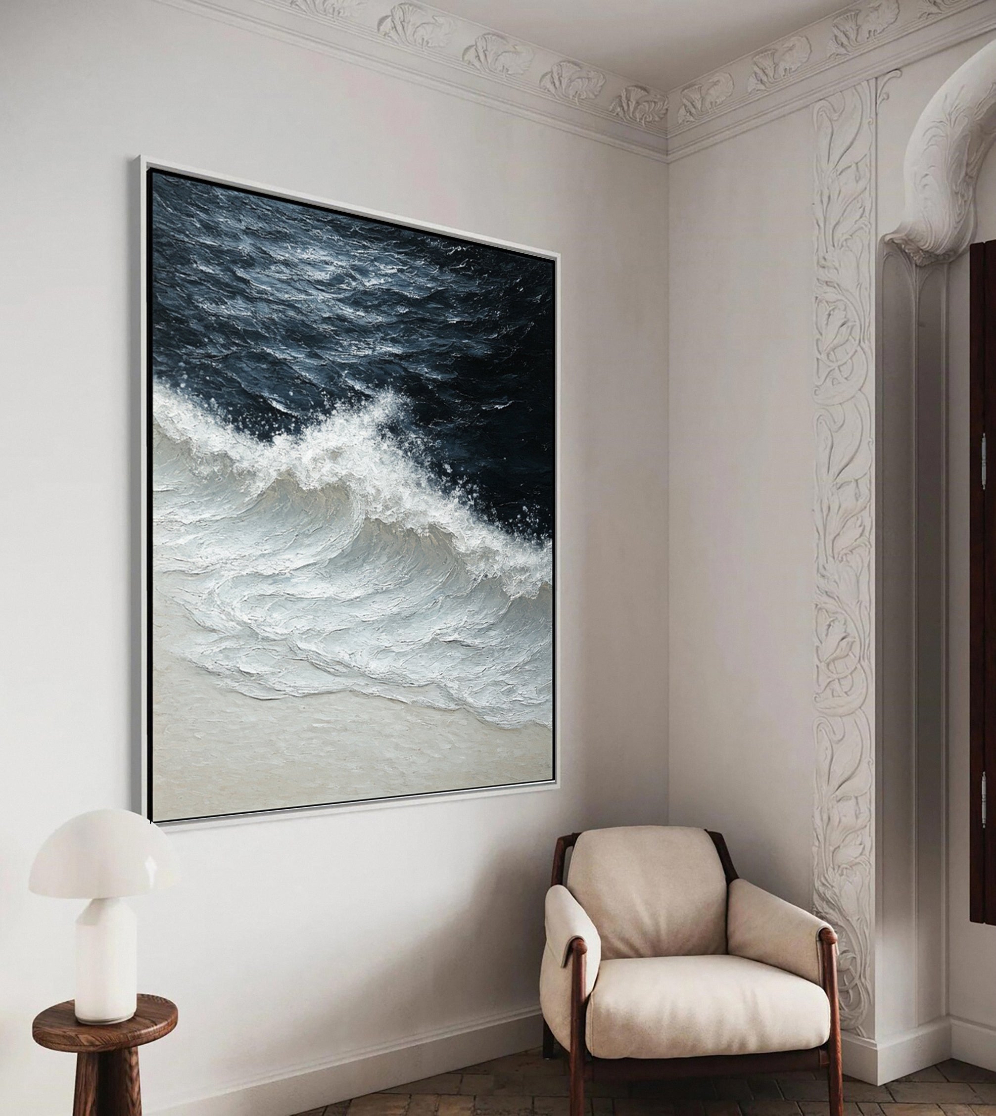 Luxury Ocean Wave Art with 3D Textured Finish for Upscale Homes #OP 040