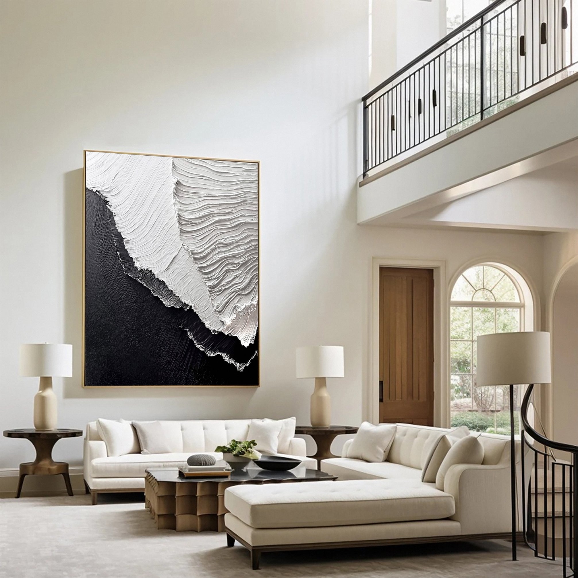 Luxury Ocean Wave Art with 3D Textured Finish for Upscale Homes #OP 046