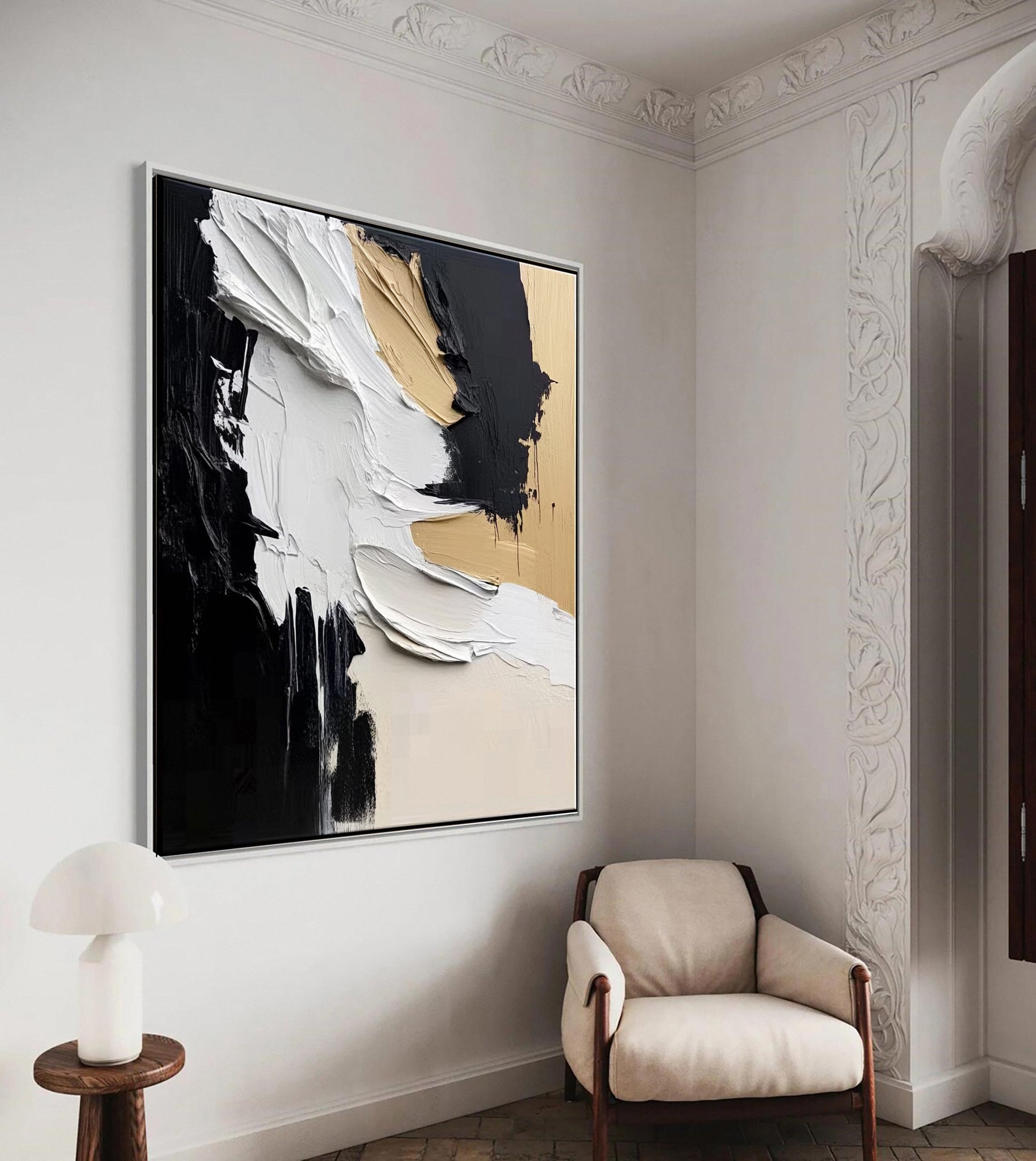 Modern Art Canvas Bold Textures and Metallic Gold Accents #BBM 063