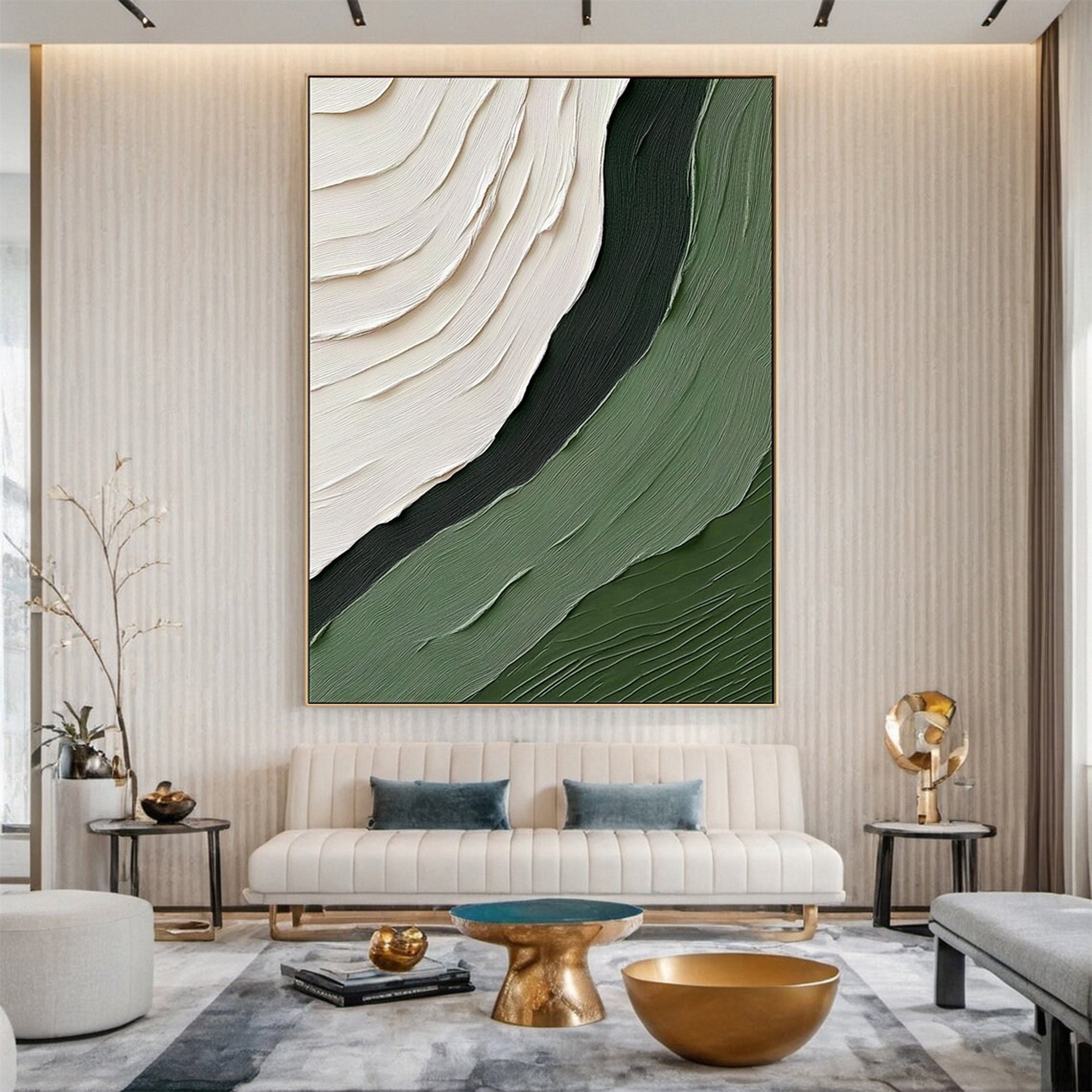 Whispering Waves Modern Green Abstract Artwork #BGM 055