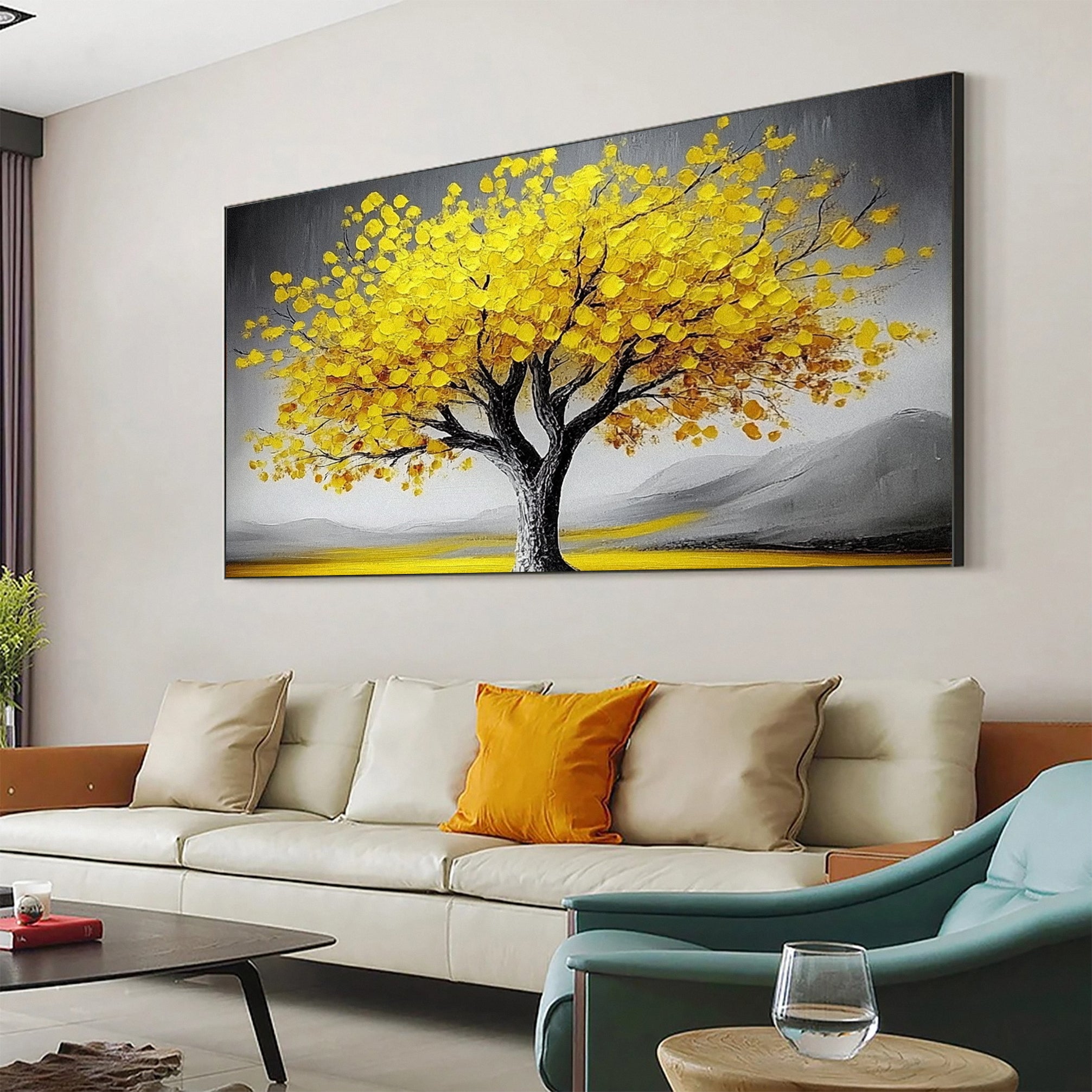 Golden Foliage Canvas Print Timeless Wall Art for Elegant Homes #CAP 041