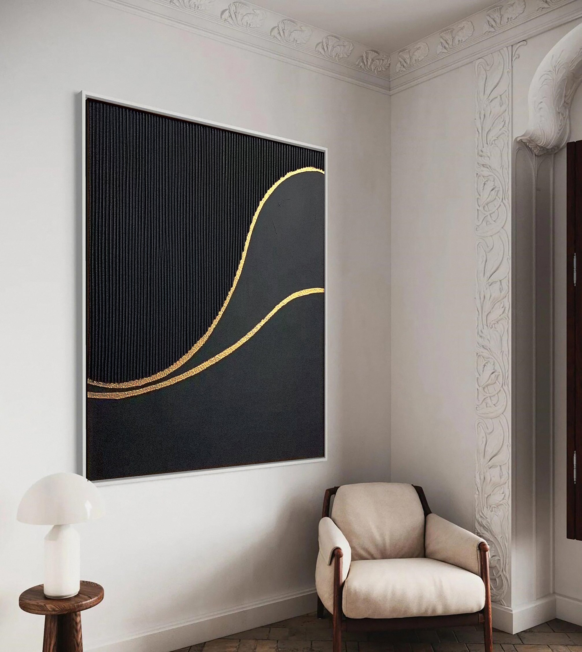 Luxury Textured Wall Art in Black and Gold for Upscale Interior Design #BM 116