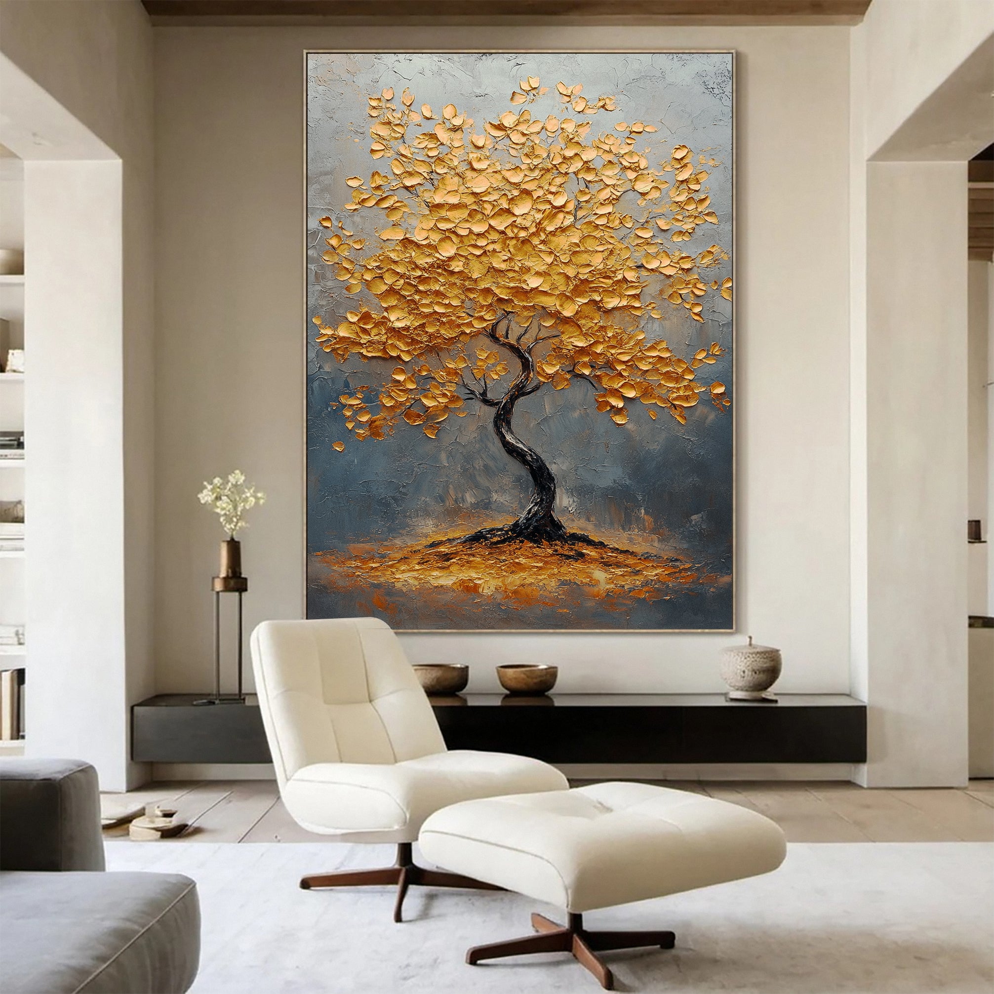 Golden Foliage Canvas Print Timeless Wall Art for Elegant Homes #CAP 042