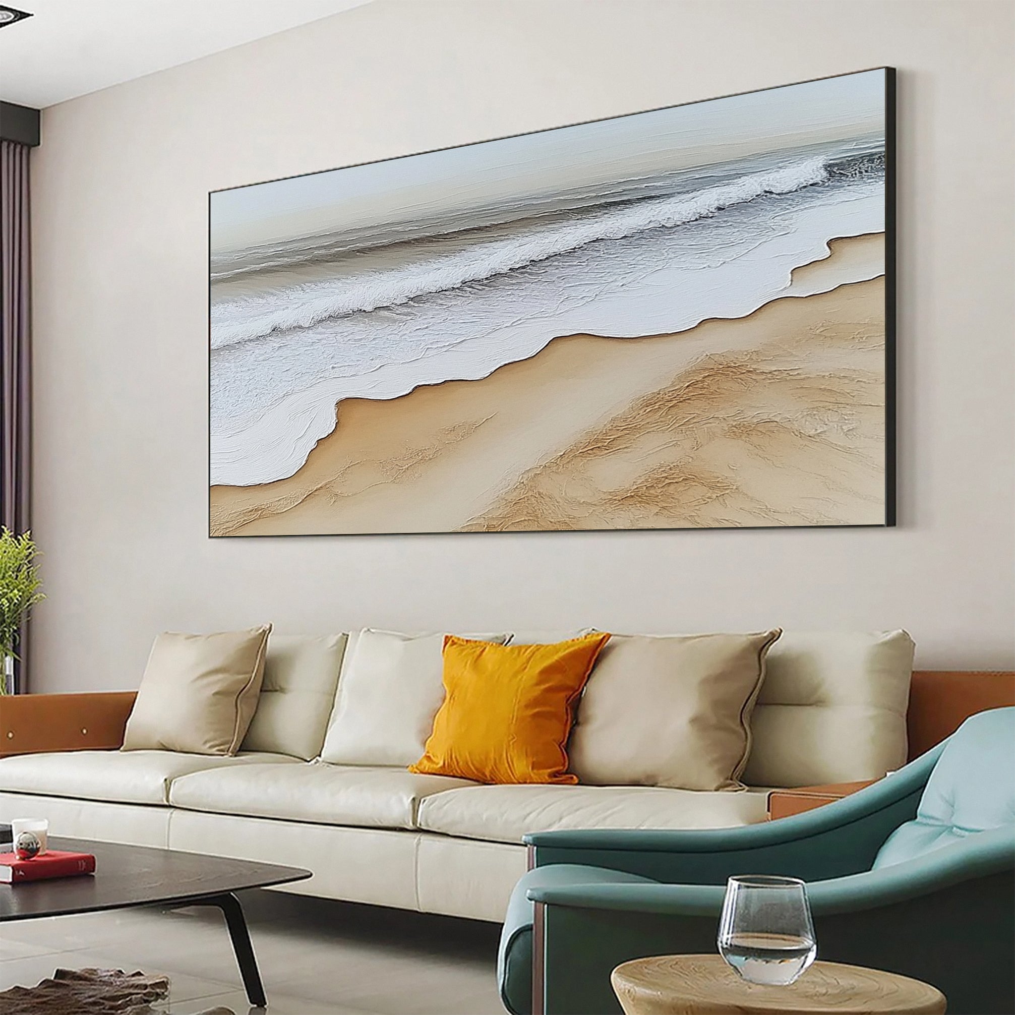 Large Abstract Seascape Canvas Textured Waves for Elegant Interiors #OP 030