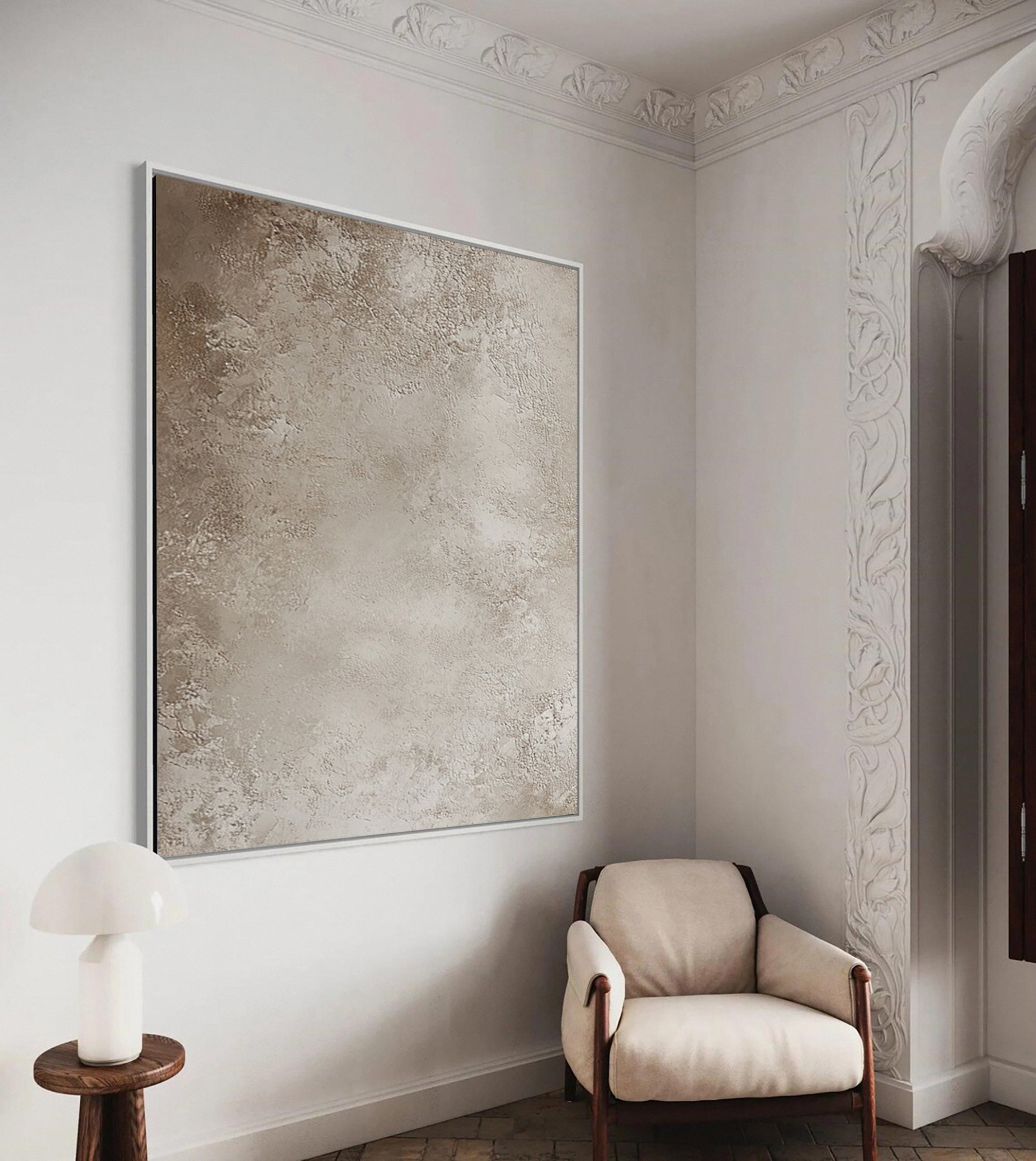 Calm Canvas Textured Artwork in Soft Beige #BBA 083