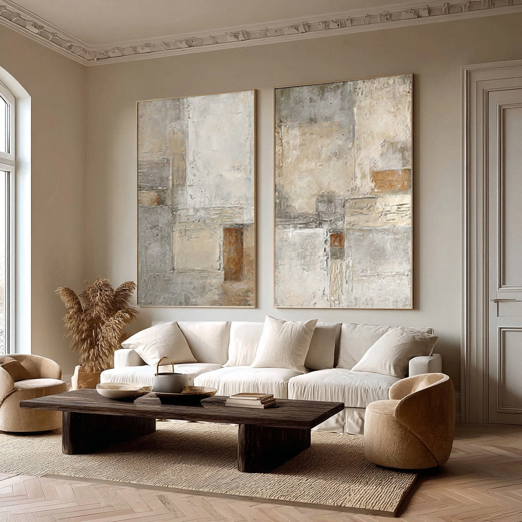 Abstract Earth Tones Textured Canvas Set  #WG 014