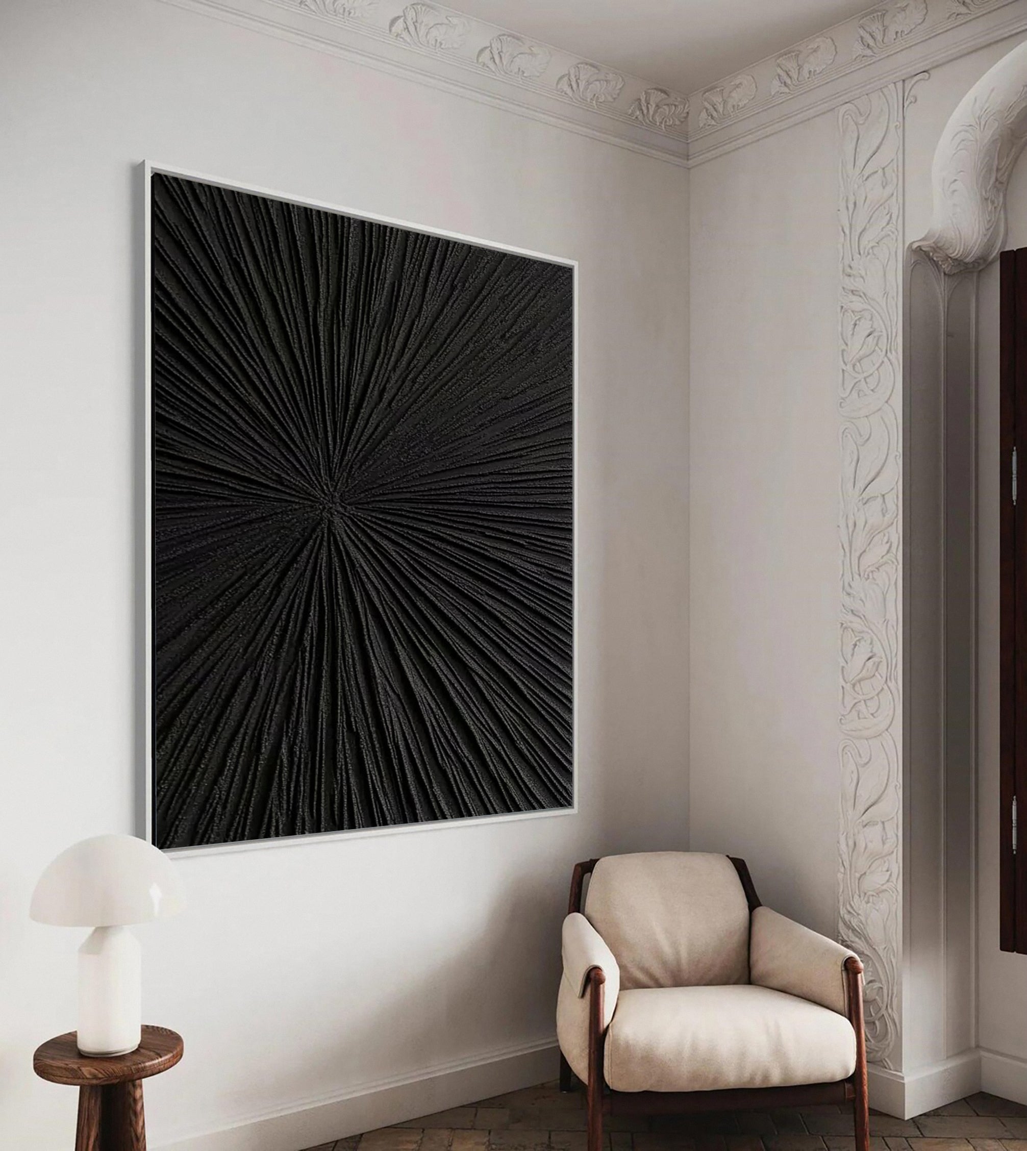 Monochrome Elegance Textured Black Abstract Wall Art #BM 122