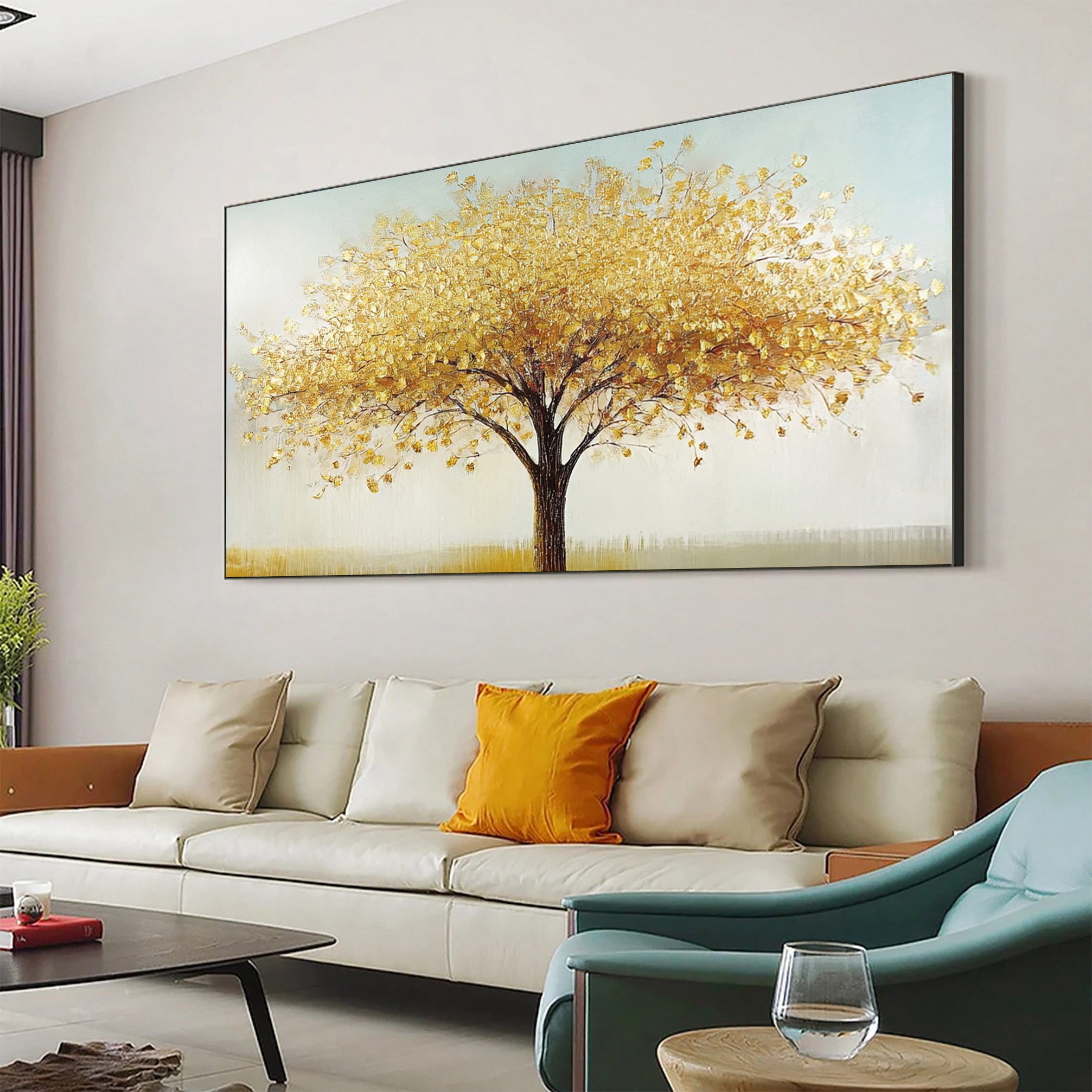 Golden Foliage Canvas Print Timeless Wall Art for Elegant Homes #CAP 040