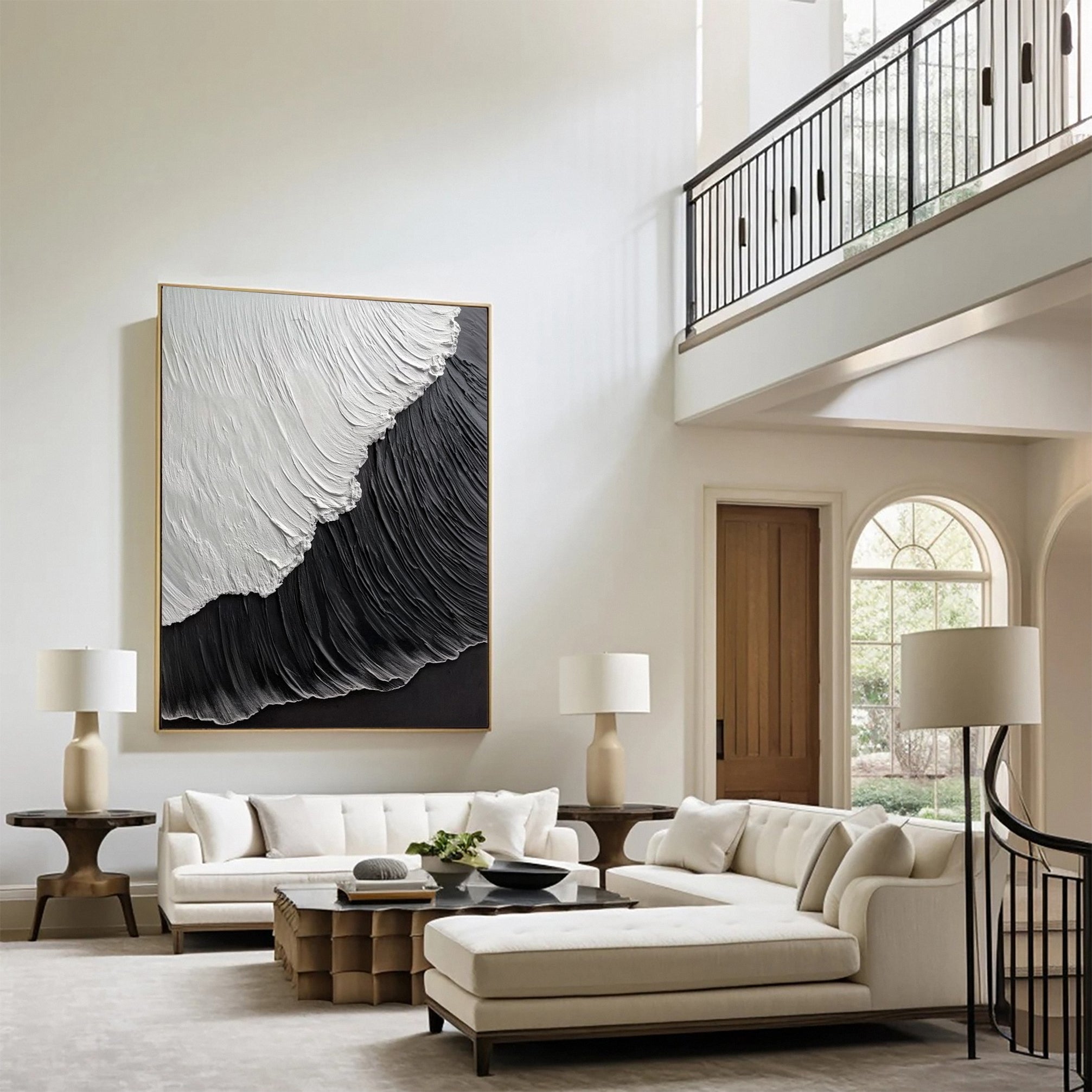 Luxury Ocean Wave Art with 3D Textured Finish for Upscale Homes #OP 045