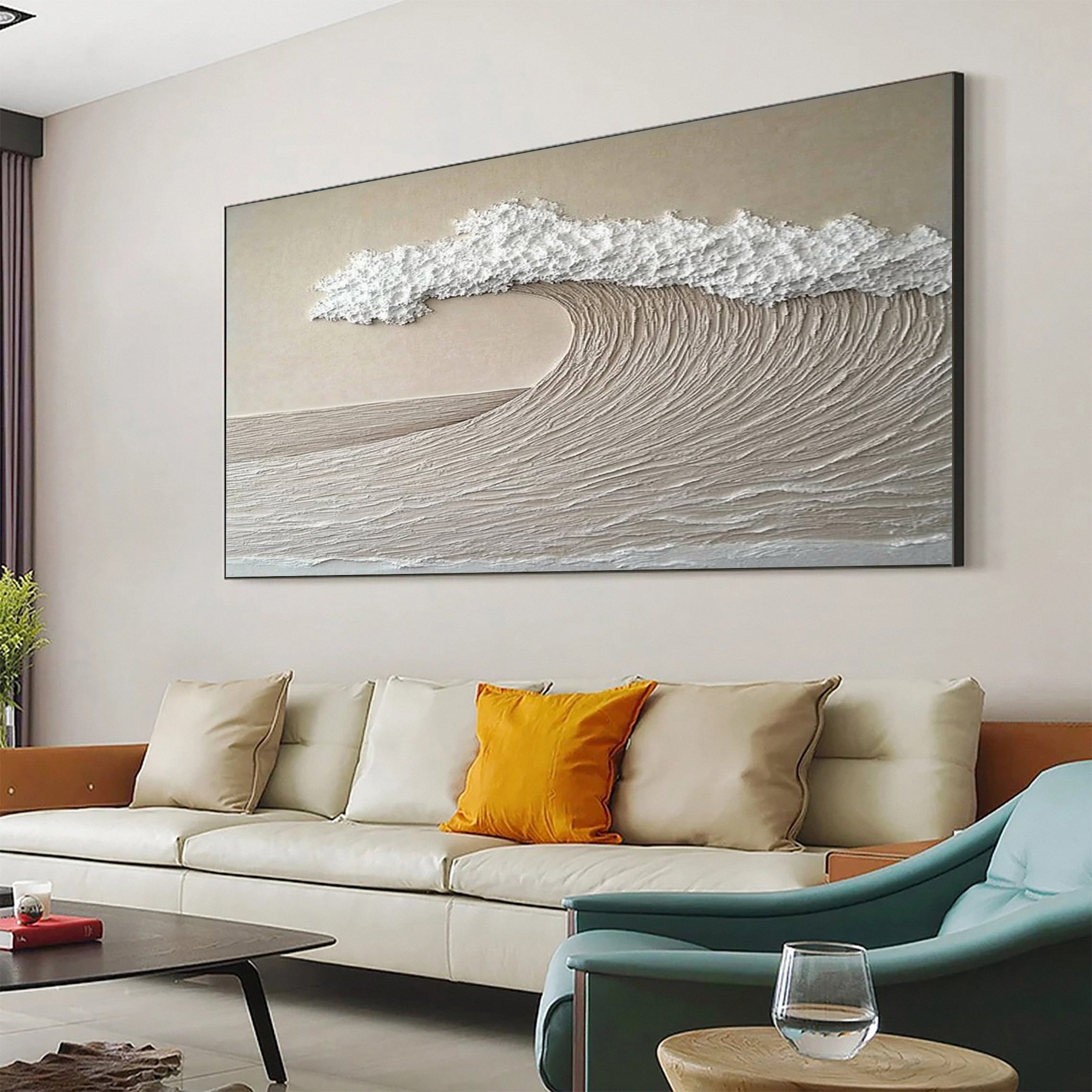 Large Abstract Seascape Canvas Textured Waves for Elegant Interiors #OP 032