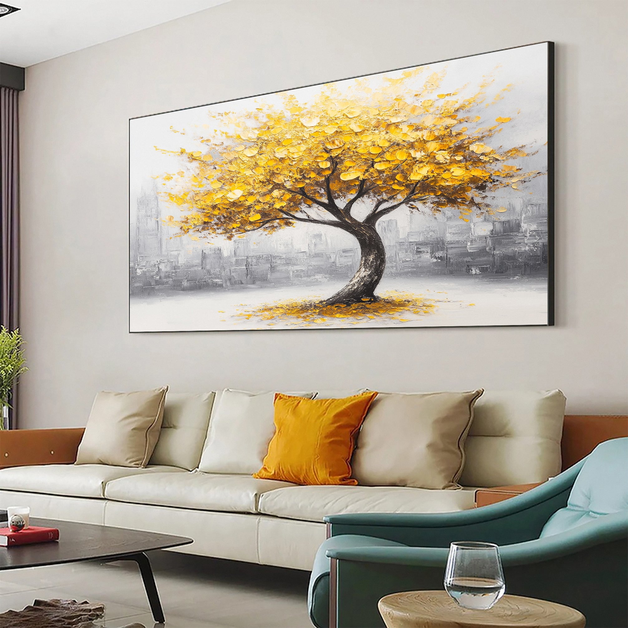 Golden Foliage Canvas Print Timeless Wall Art for Elegant Homes #CAP 038