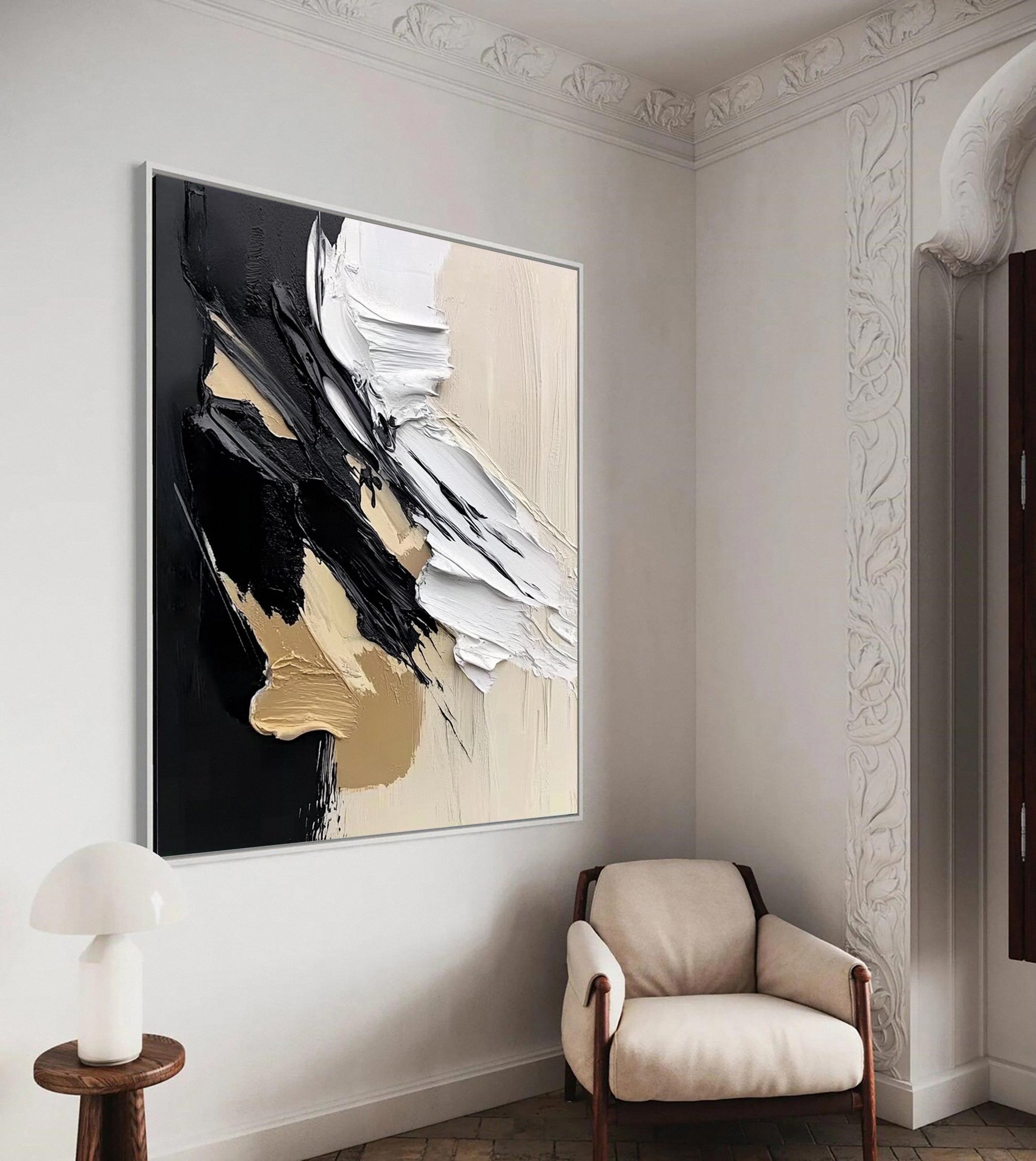 Modern Art Canvas Bold Textures and Metallic Gold Accents #BBM 062