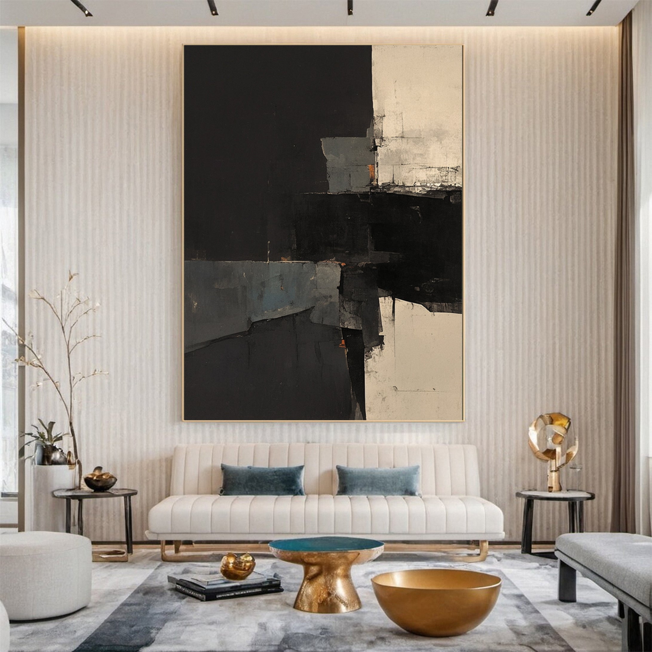 Modern Contrast Black & White Abstract Wall Art #BWA 020