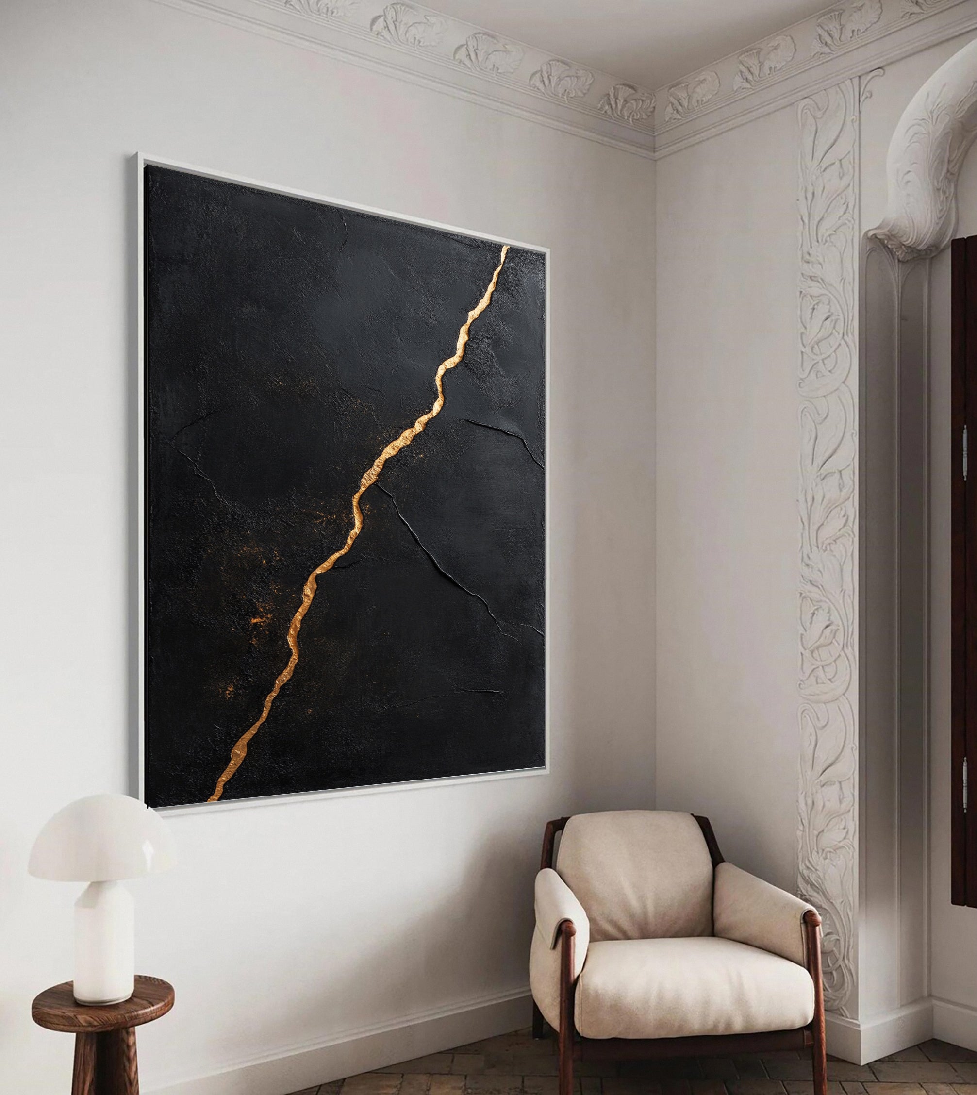 Luxury Textured Wall Art in Black and Gold for Upscale Interior Design #BM 112