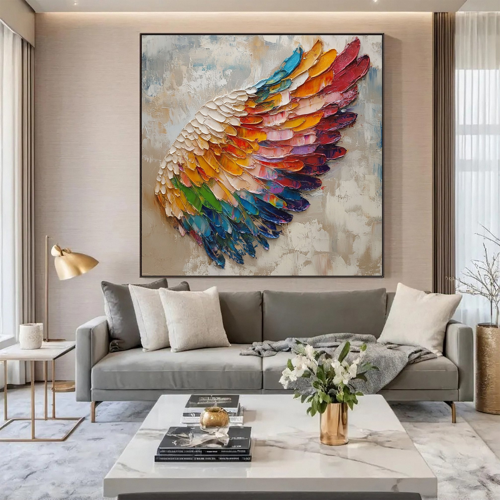 Spectrum Wing Colorful Feather Wall Art #CAP 051