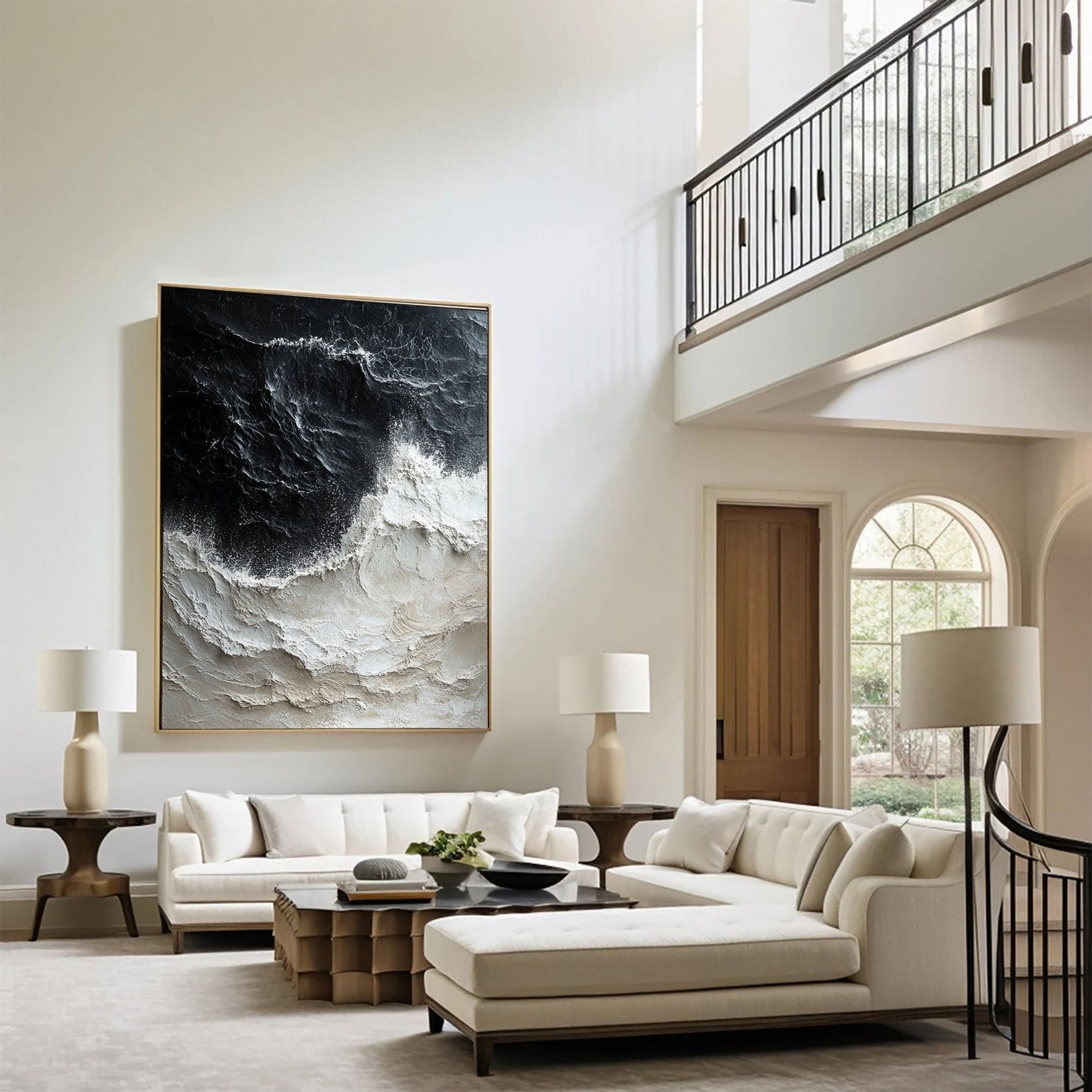 Luxury Ocean Wave Art with 3D Textured Finish for Upscale Homes #OP 043