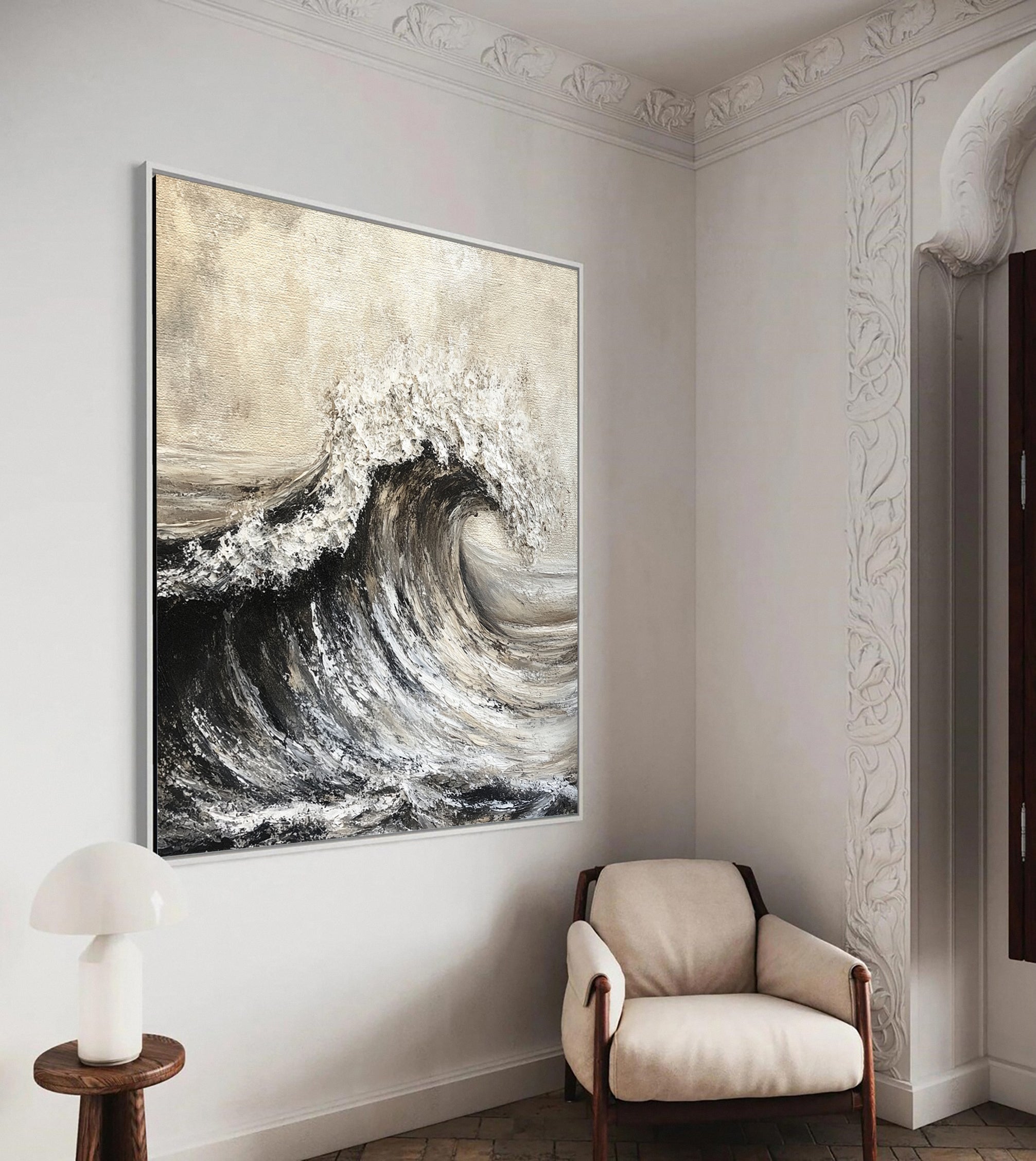 Luxury Ocean Wave Art with 3D Textured Finish for Upscale Homes #OP 038