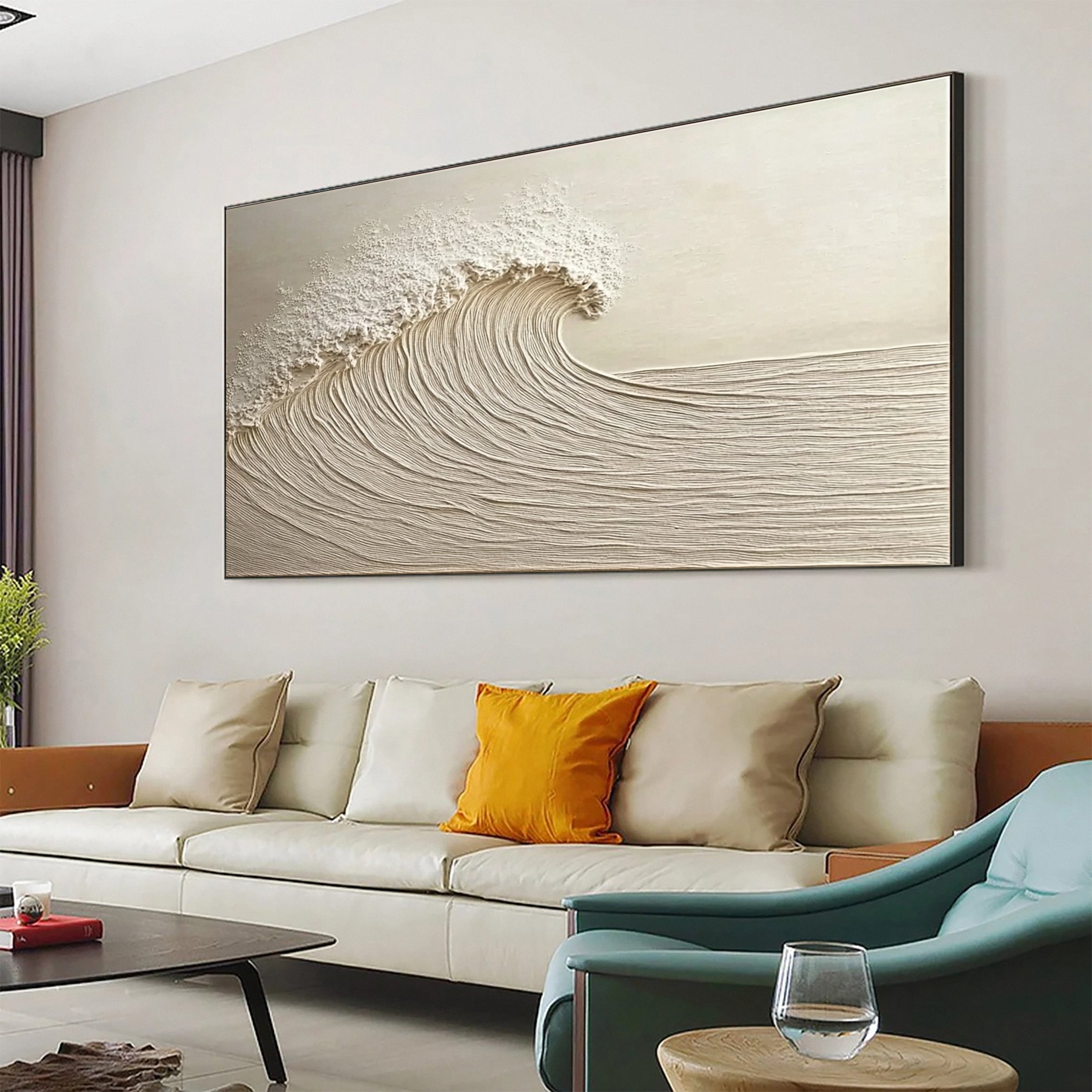 Large Abstract Seascape Canvas Textured Waves for Elegant Interiors #OP 034